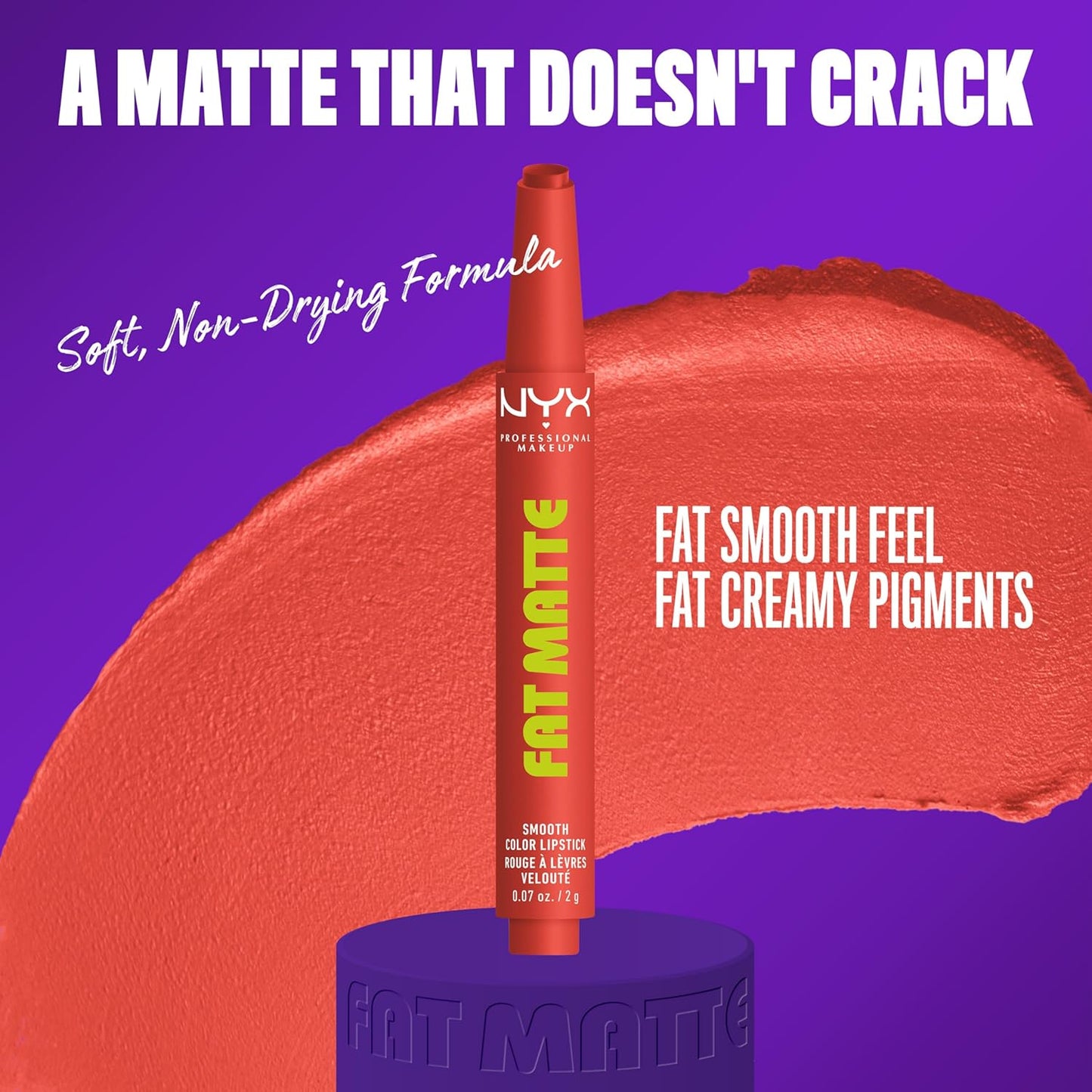 NYX Fat Matte Lipstick | Pigmented Non-Drying Lip Crayon for Long-Lasting Wear - Coral Cuddlin' (Dirty Peach)