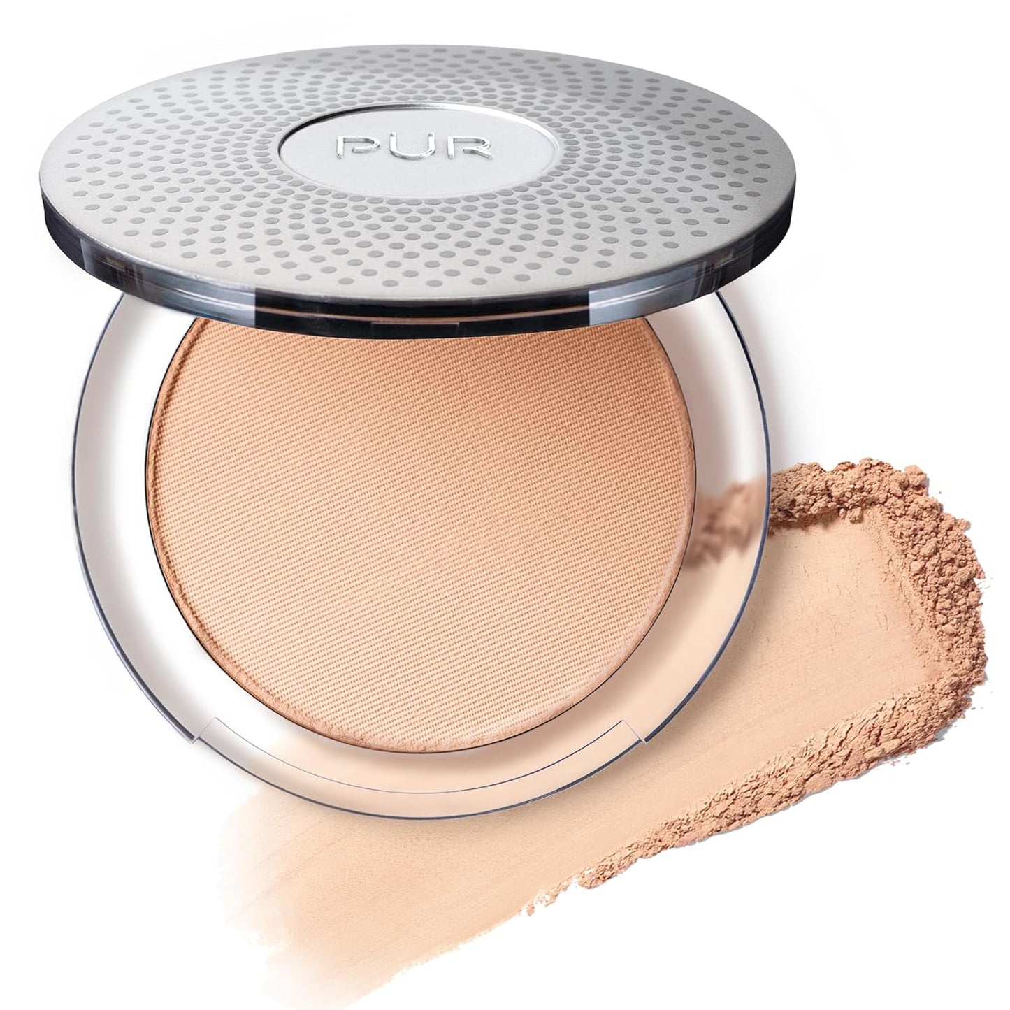 PÜR MINERALS 4-in-1 Pressed Mineral Makeup Powder Foundation with SPF 15 | Buildable Medium to Full Coverage Compact