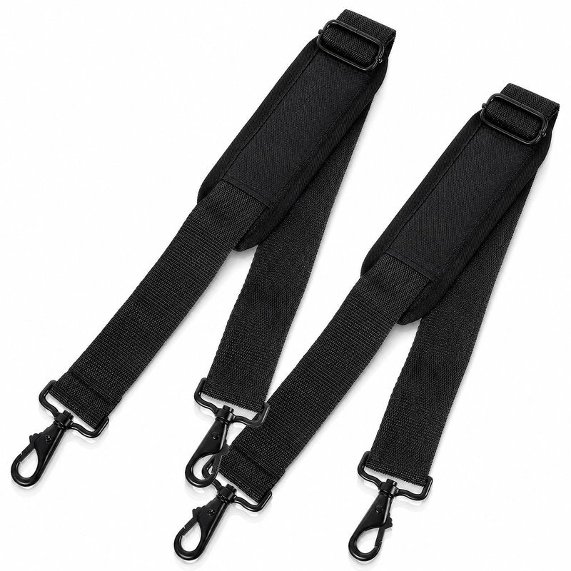 POPETPOP 2Pcs Universal Replacement Laptop Shoulder Strap, 42" Adjustable Instrument Bag Shoulder Straps with Metal Hooks for Briefcase, Computer Messenger Bag, Guitar, Violin, Cello (Black)