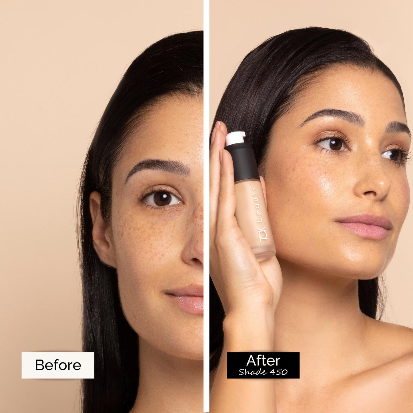 TOK Beauty - Neive Serum Foundation + Concealer, Skincare Hybrid | Weightless, Buildable-Medium Coverage | Vegan, Designed for Sensitive Skin (450 - Medium With Warm Olive Undertones; 20ml)