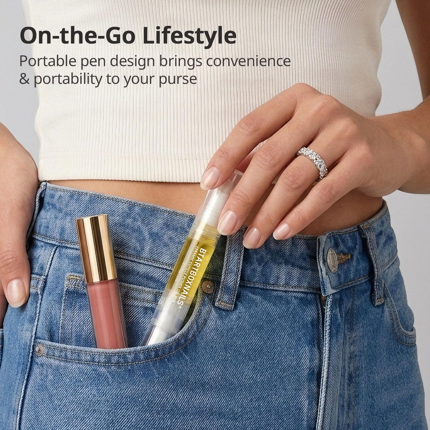 BTARTBOXNAILS 4-in-1 Ceramic Cuticle Pusher Oil Pen - Cuticle Care Pen to Soften, Push, Remove and Nourish in One Pen for Hangnails, Dry and Neglected Cuticles