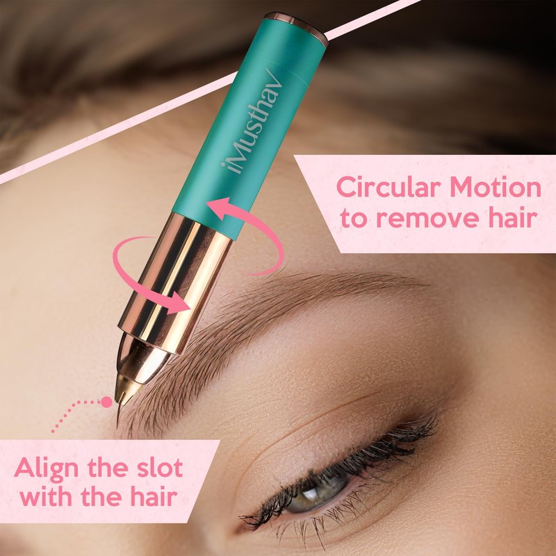 iMusthav Eyebrow Trimmer for Women, Precise & Painless Eyebrow Razor with LED Light, Electric Facial Hair Remover for Flawless Brows, Lip & Face, Battery Operated, Travel-Friendly, Gold-Plated Design