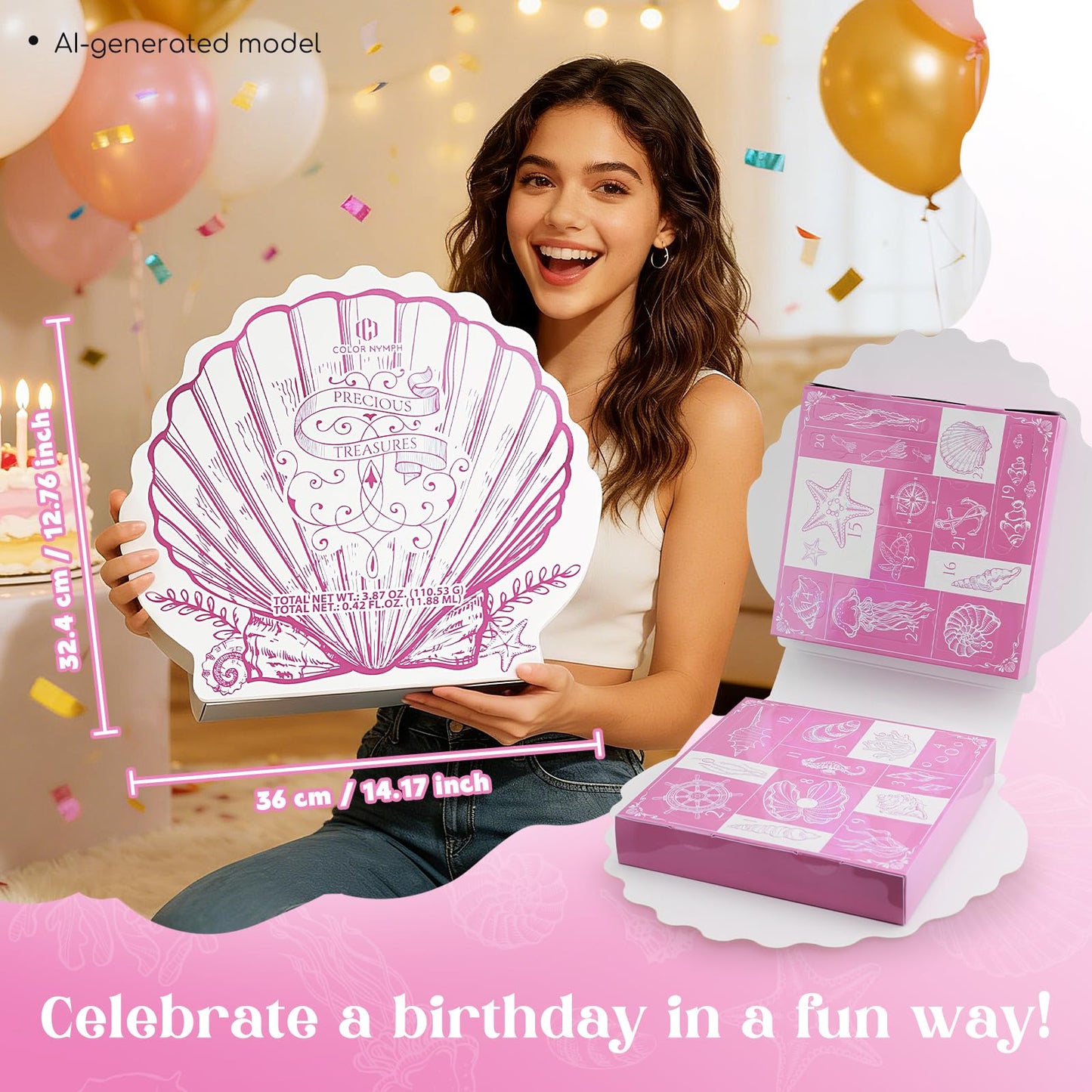 Color Nymph Makeup Kit for Girl, Birthday Gift for Teen Girls, 24Pcs Birthday Advent Calendar for Teenager Girls #Pink