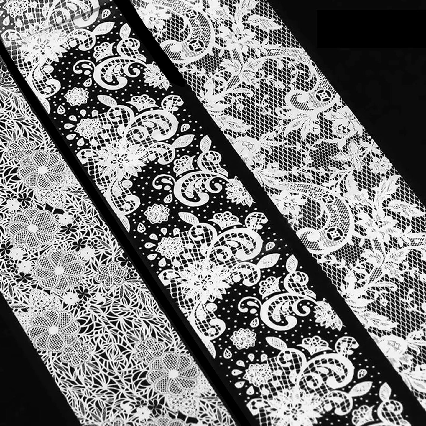 MOLILON 10 Rolls White Lace Nail Foil, Lace Nail Art Foil Transfer Stickers Decals, Holographic Foils for Nails Design, Manicure Stickers for DIY Acrylic Nails Decoration