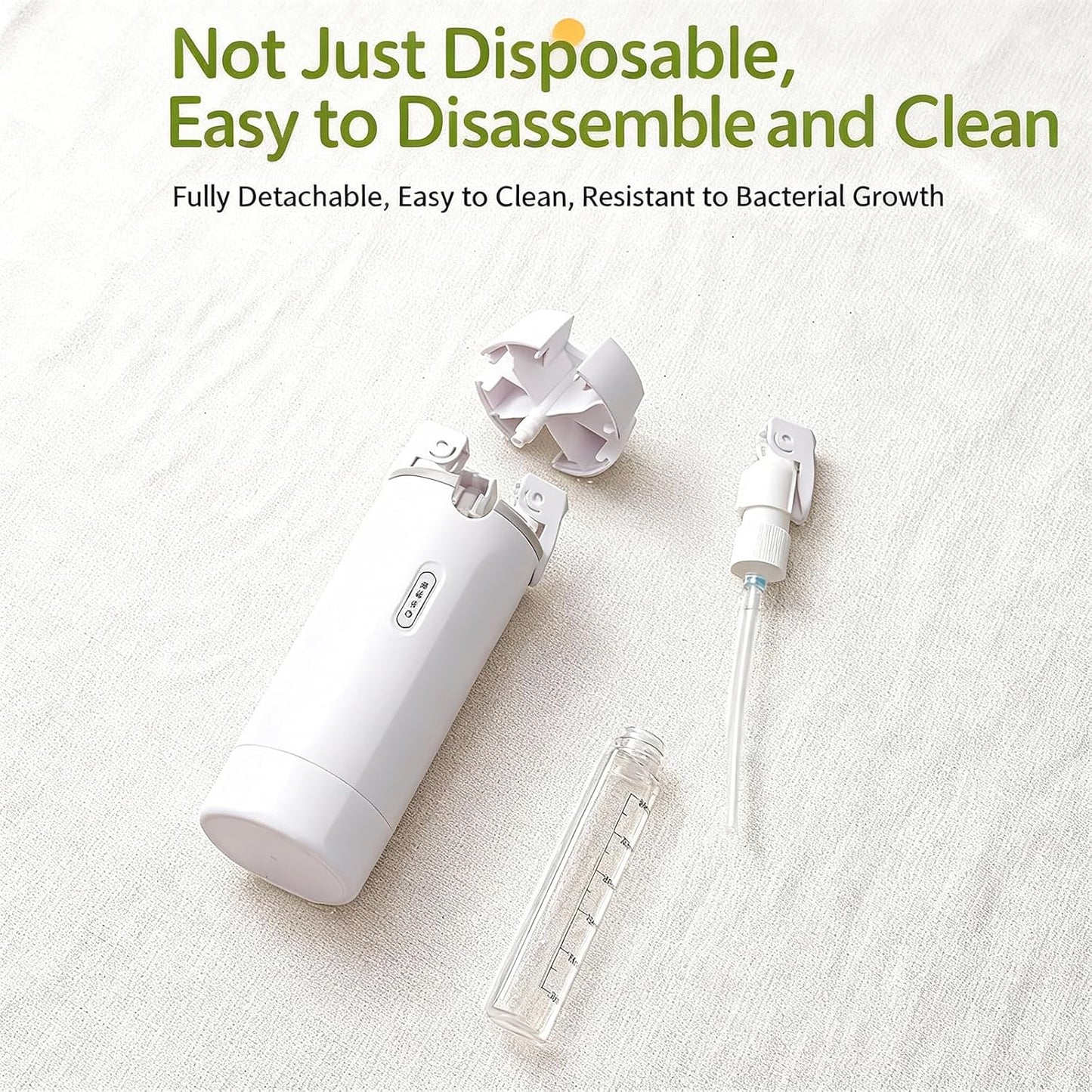 Travel Dispenser Bottle - 4 in 1 Refillable Leak-Proof Toiletry Bottles | Light Green & White, 16.5cm x 5.5cm