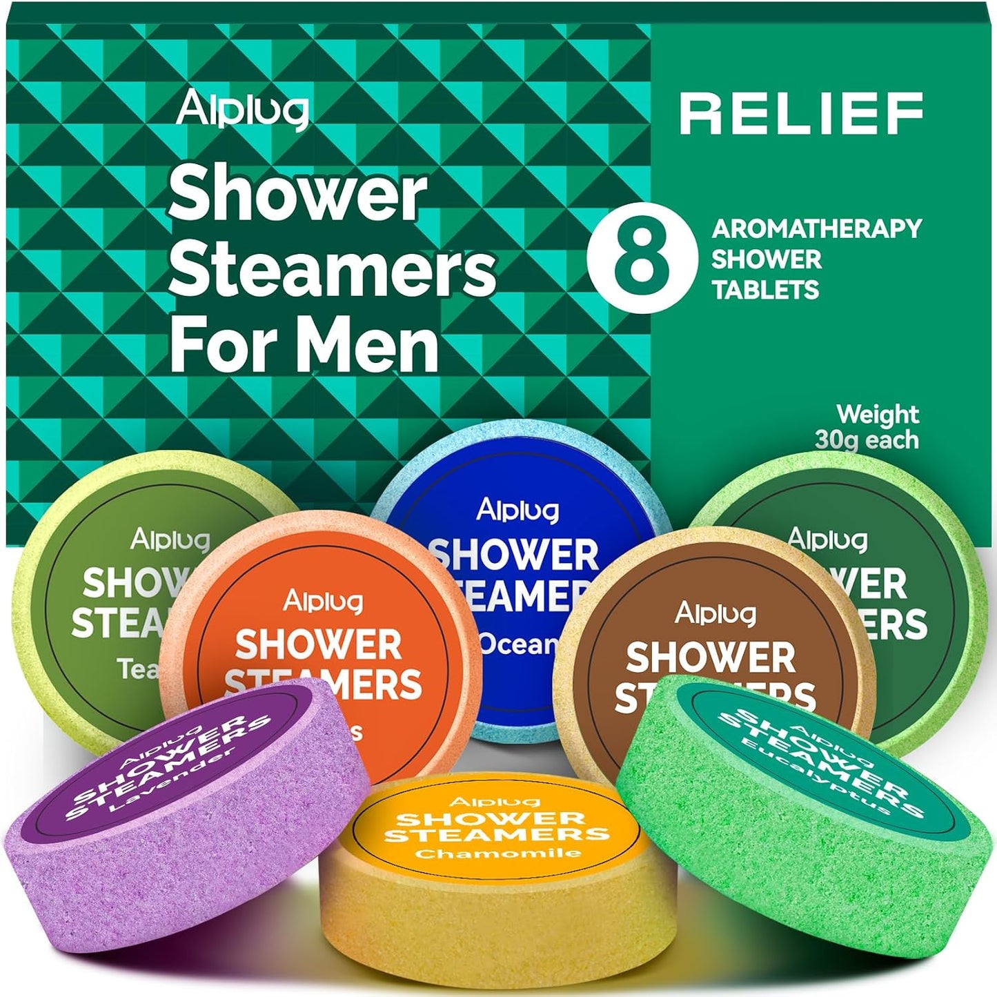 Shower Steamers for Men - Aromatherapy Shower Bombs with Essential Oils | 8 Pack Gift Set for Relaxation
