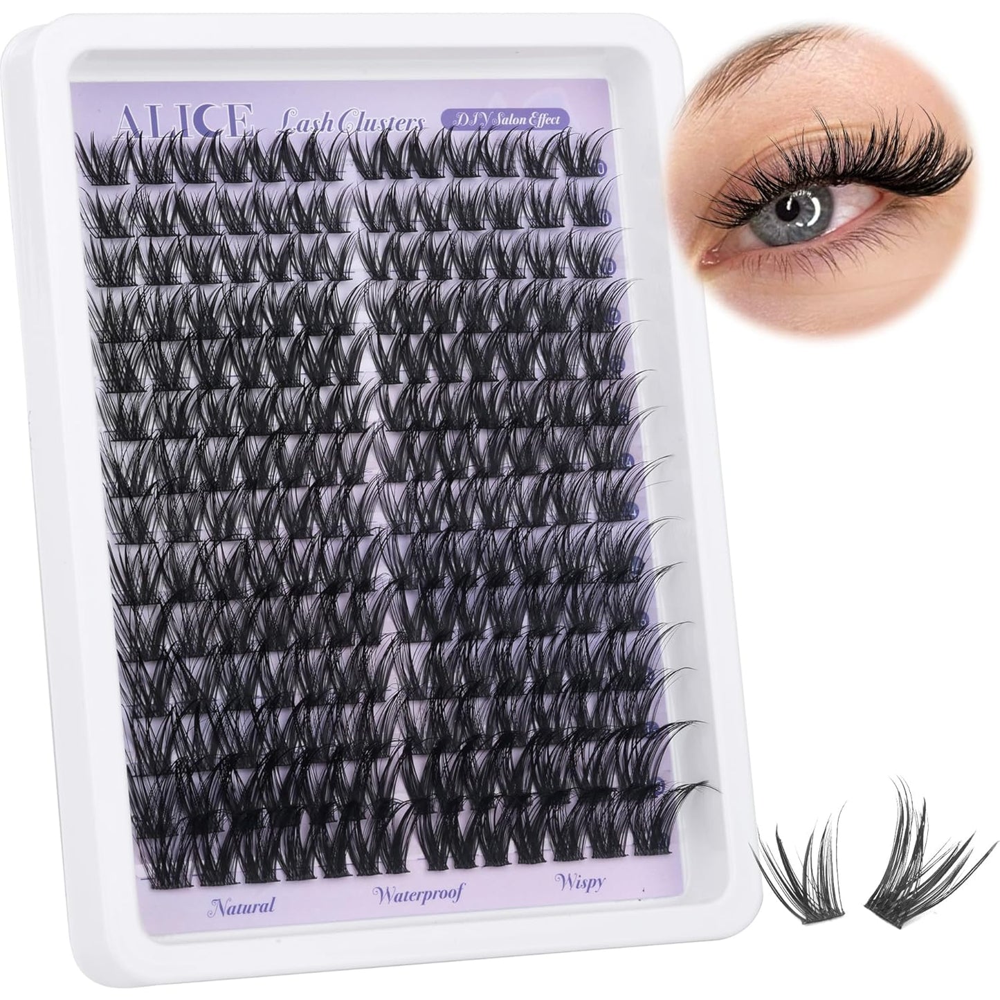 Natural Lash Clusters - Wispy Eyelash Extensions 168pcs | 8-16mm C-Curl, Soft Thin Band for a Natural Look