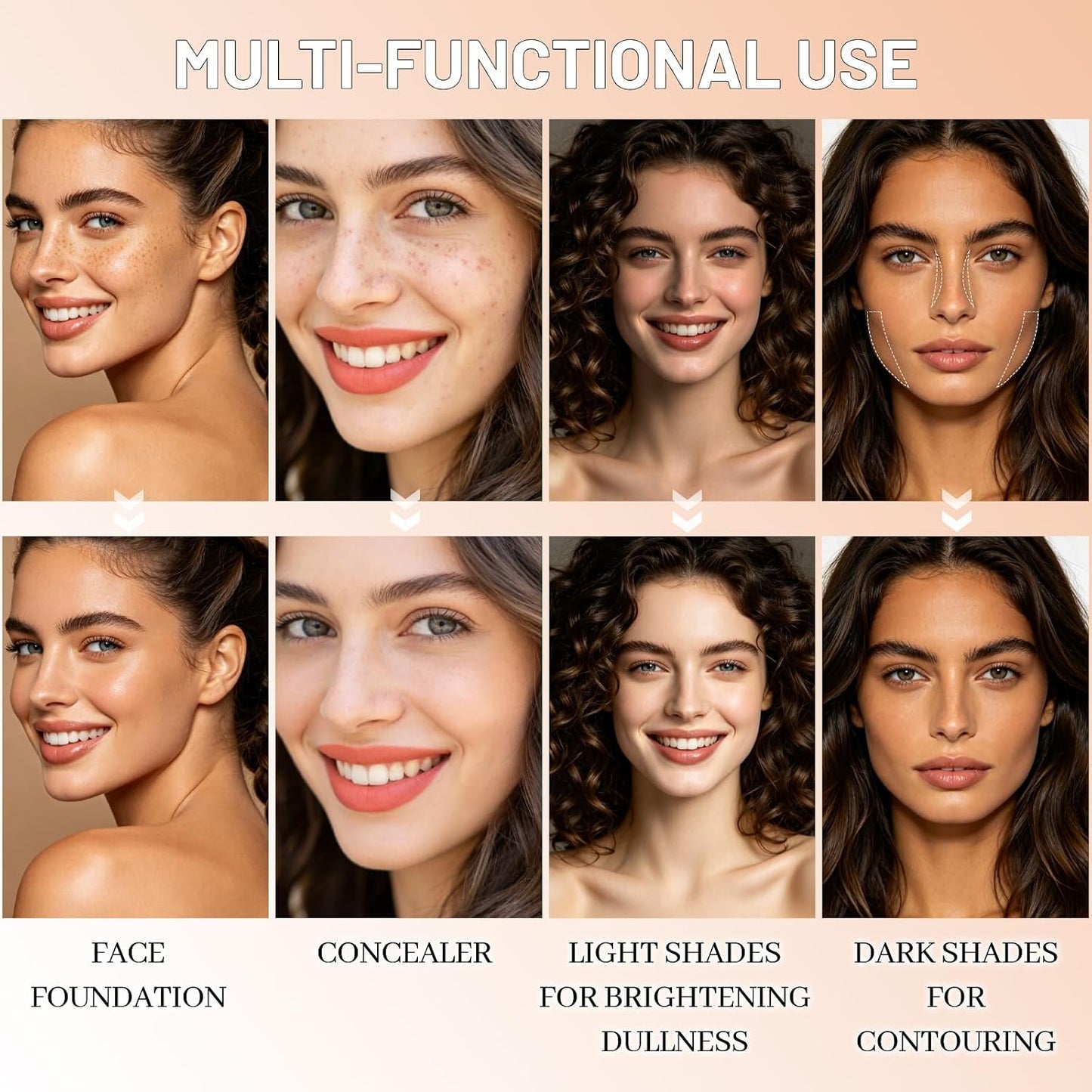 Dual-Toned Cream Foundation - Flawless Finish & Full Coverage Makeup | Waterproof, Blendable, Creamy Texture, Shade 04