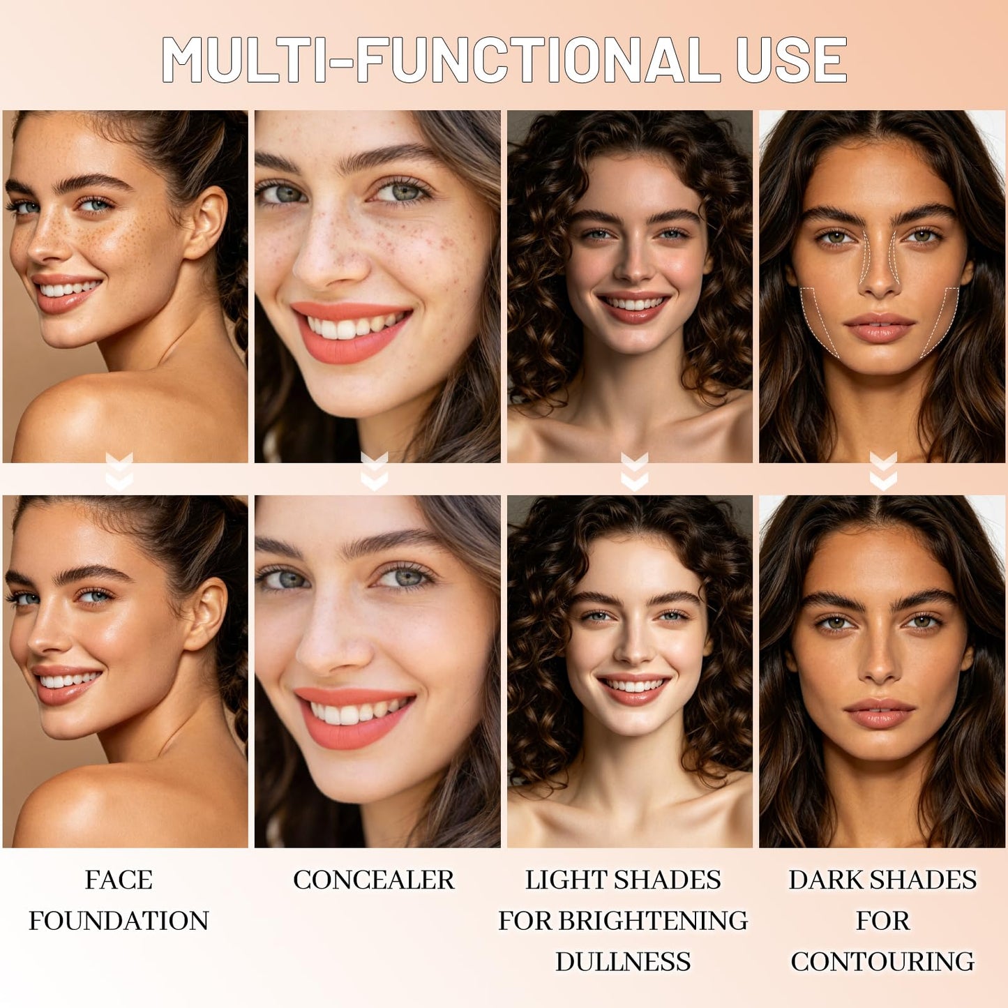 DAGEDA Dual-Toned Cream Foundation, Flawless Finish Foundation & Concealer Makeup, Creamy Smooth Texture, Long-lasting, Full Coverage, Blendable, Waterproof Makeup Palette 04