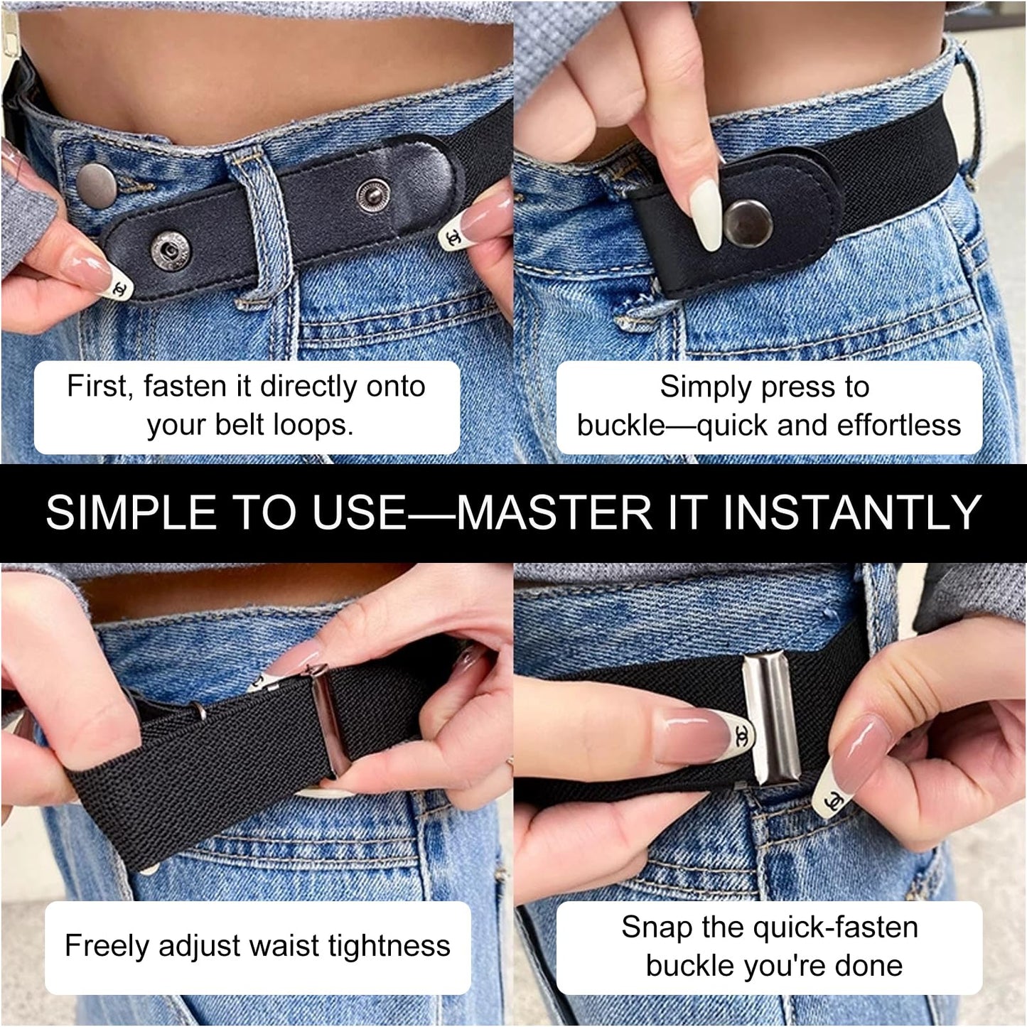No-Buckle Stretch Invisible Belt for Men and Women – Elastic Belt for Jeans and Pants