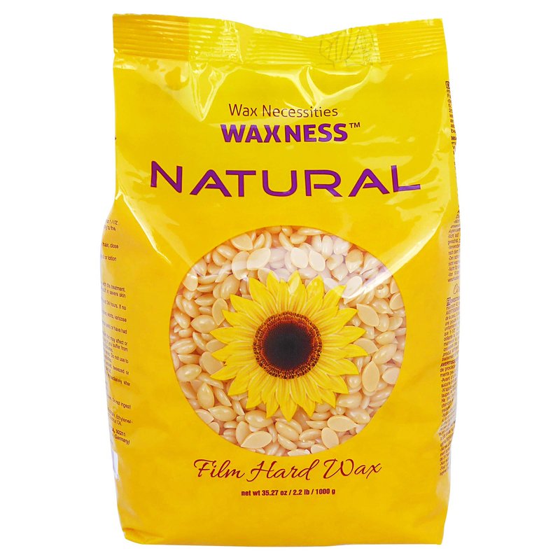 Waxness Film Hard Wax Beads Natural 2.2 lb (1 kg) – Stripless Professional Hard Wax for Face & Body, Smooth Application, Suitable for Sensitive Skin – Made in Italy