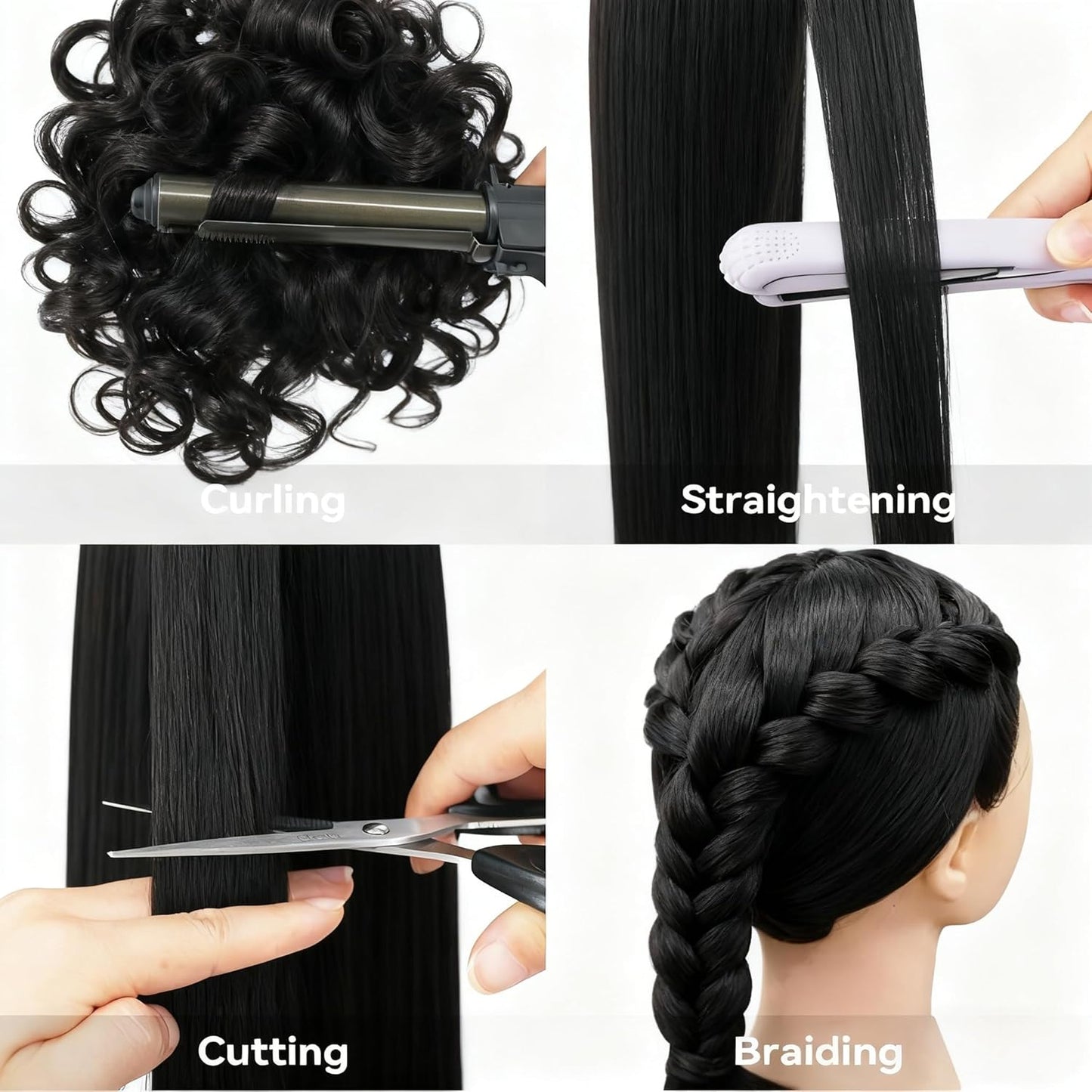 Professional Cosmetology Mannequin Head with Hair - 28" Doll for Hair Cutting, Braiding & Styling Practice