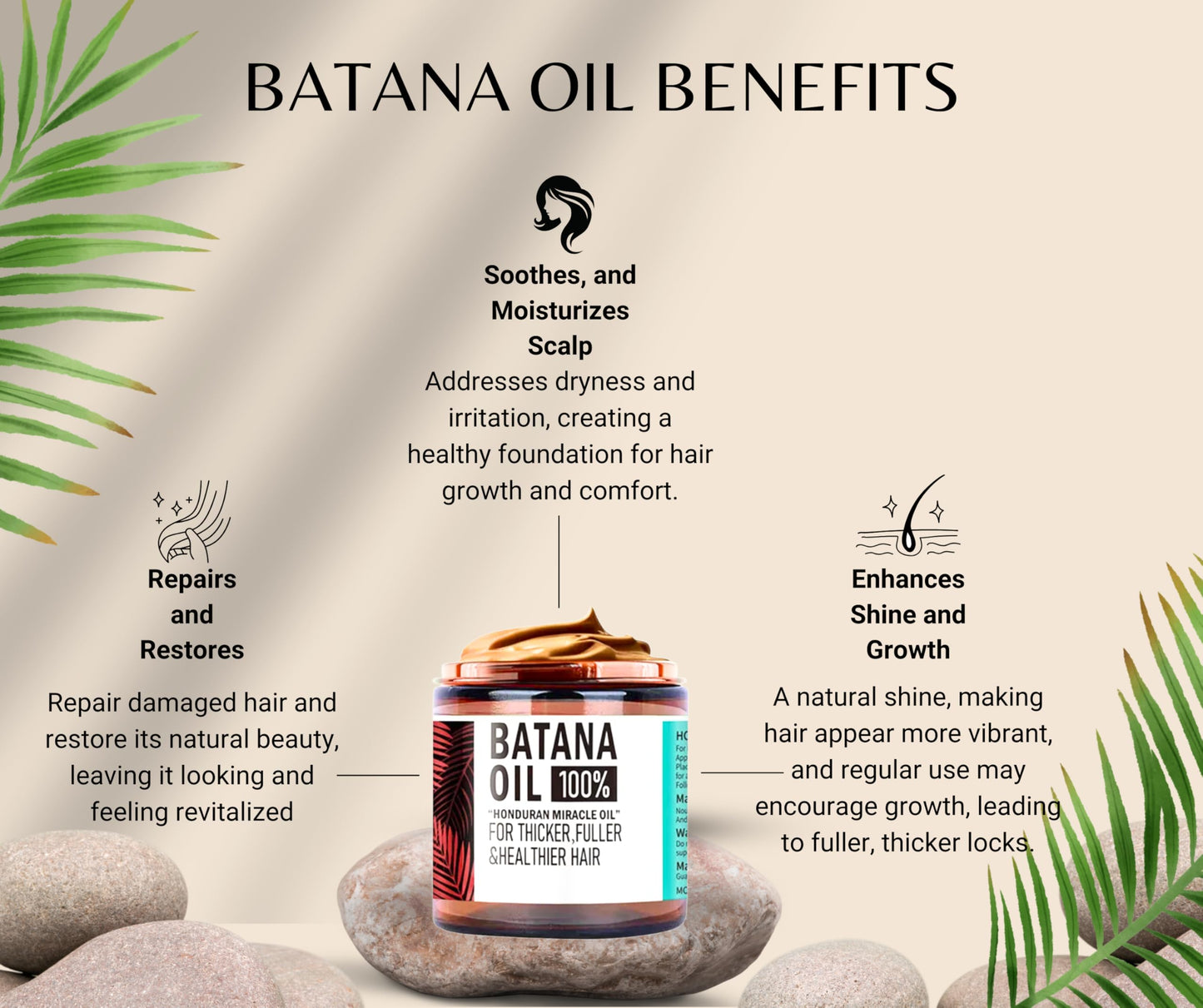 Batana Hair Growth Oil, Supports Regrowth, Penetrates Shaft To Repair And Strengthen, 100% Raw Unrefined, Nourishes, Reduces Breakage & Stronger, Longer Hair