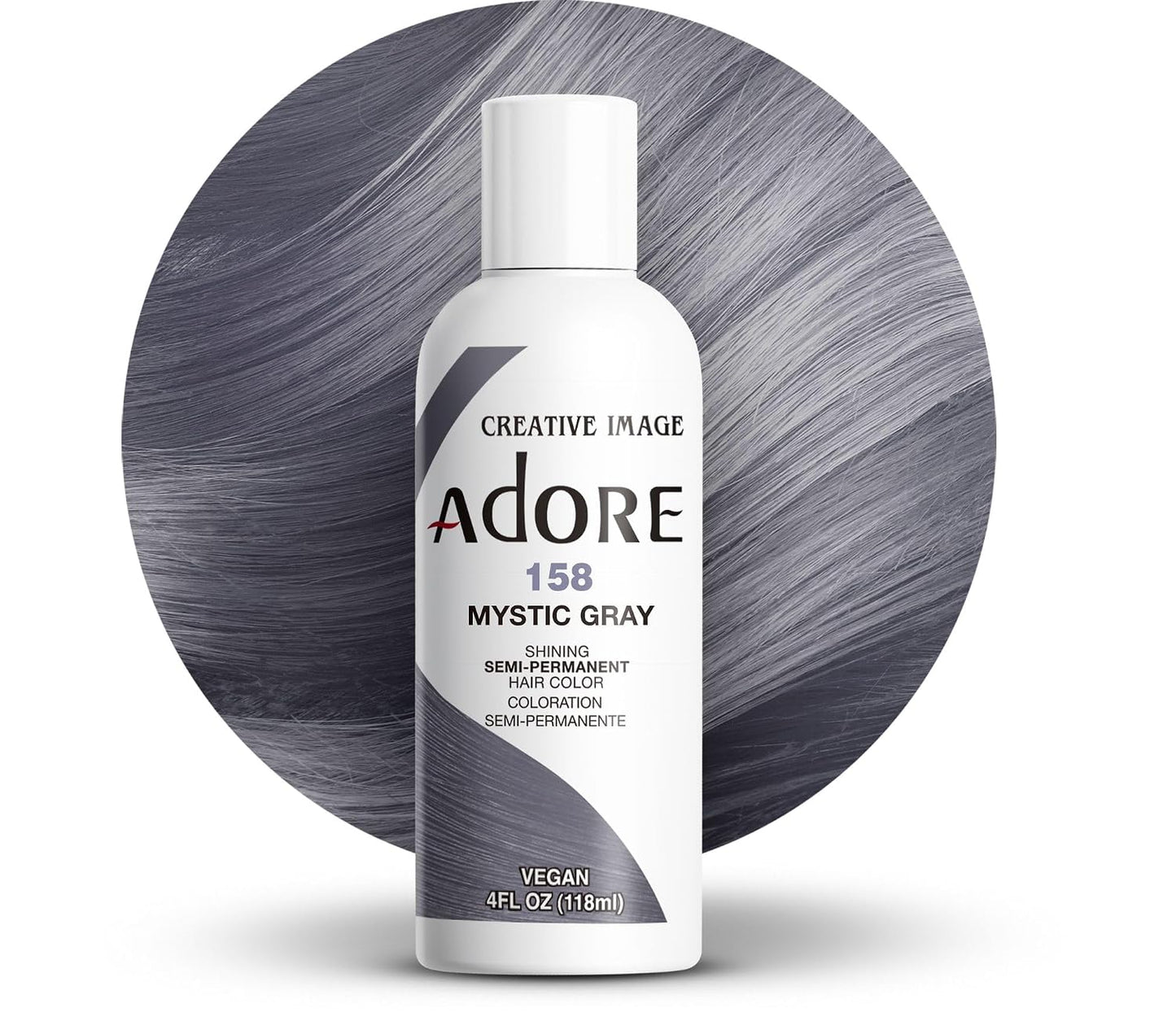 Adore Semi Permanent Hair Color - Mystic Grey | Vegan, Ammonia-Free Hair Dye | 4 Fl Oz