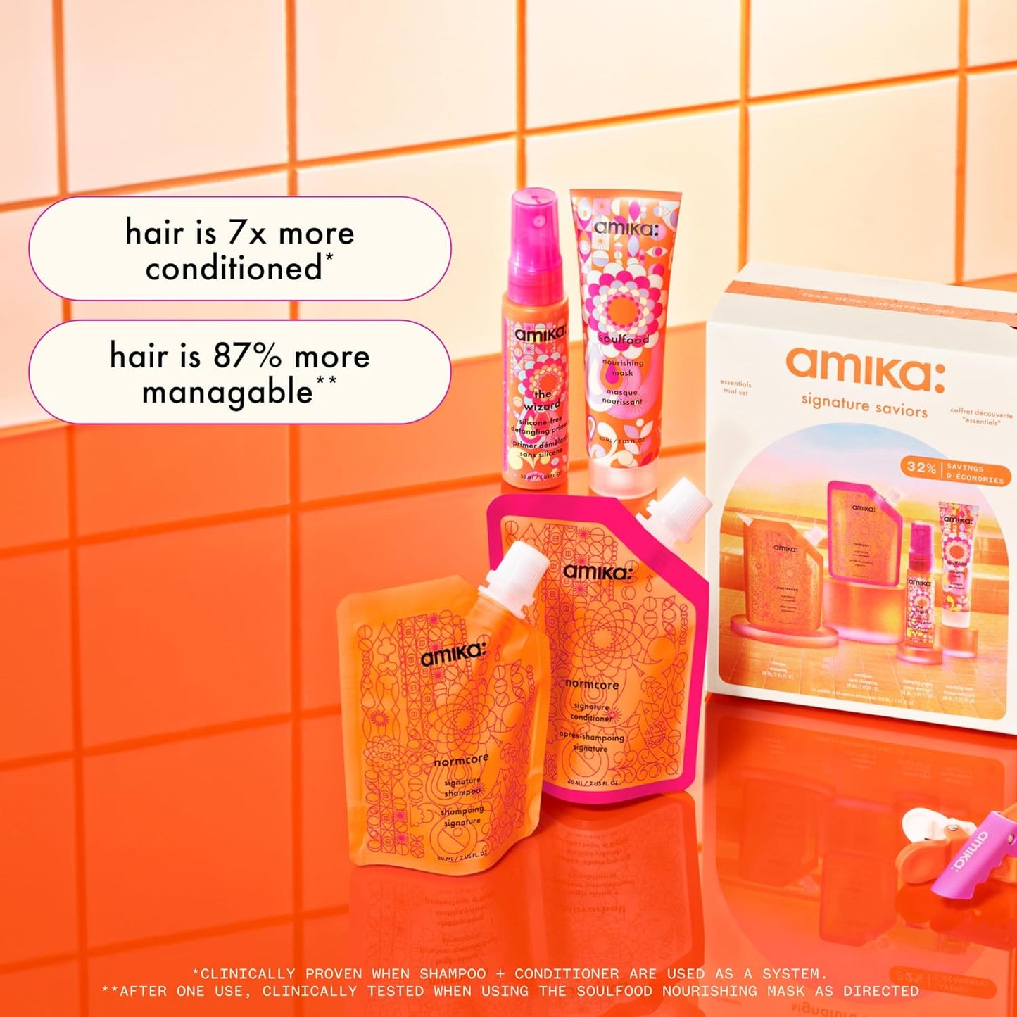 Amika Signature Saviors Essential Trial Set - Hair Care Kit for Healthy Hair
