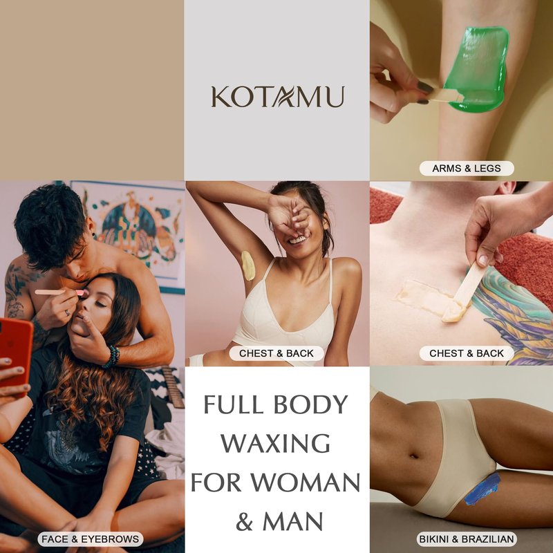 KOTAMU Waxing Kit for Women & Men, Wax Warmer for Hair Removal, Digital Wax Kit with Silicone Pot, Ideal for Face Eyebrow Arm Legs Armpit &Sensitive Skin, Pink Waxing Machine for Home Salon Use
