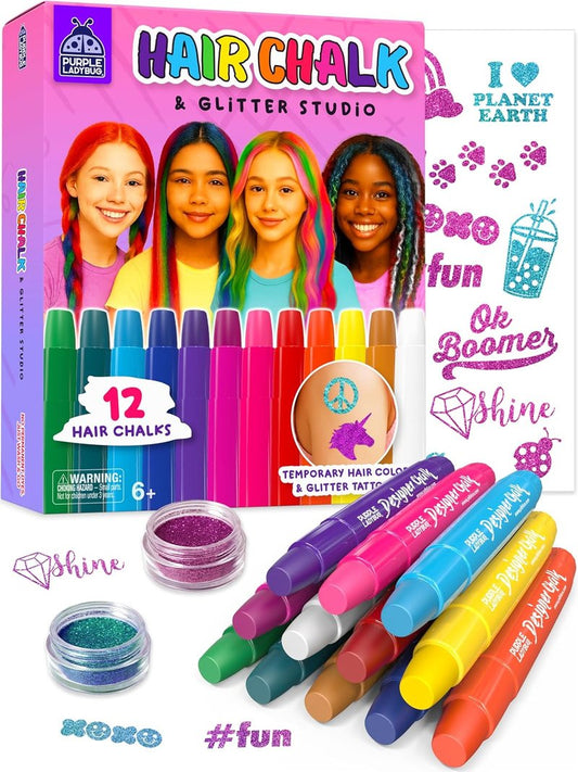 Hair Chalk for Kids - Washable Temporary Color for Girls 6-12 Years Old | Perfect Birthday Gift for Tweens & Teens