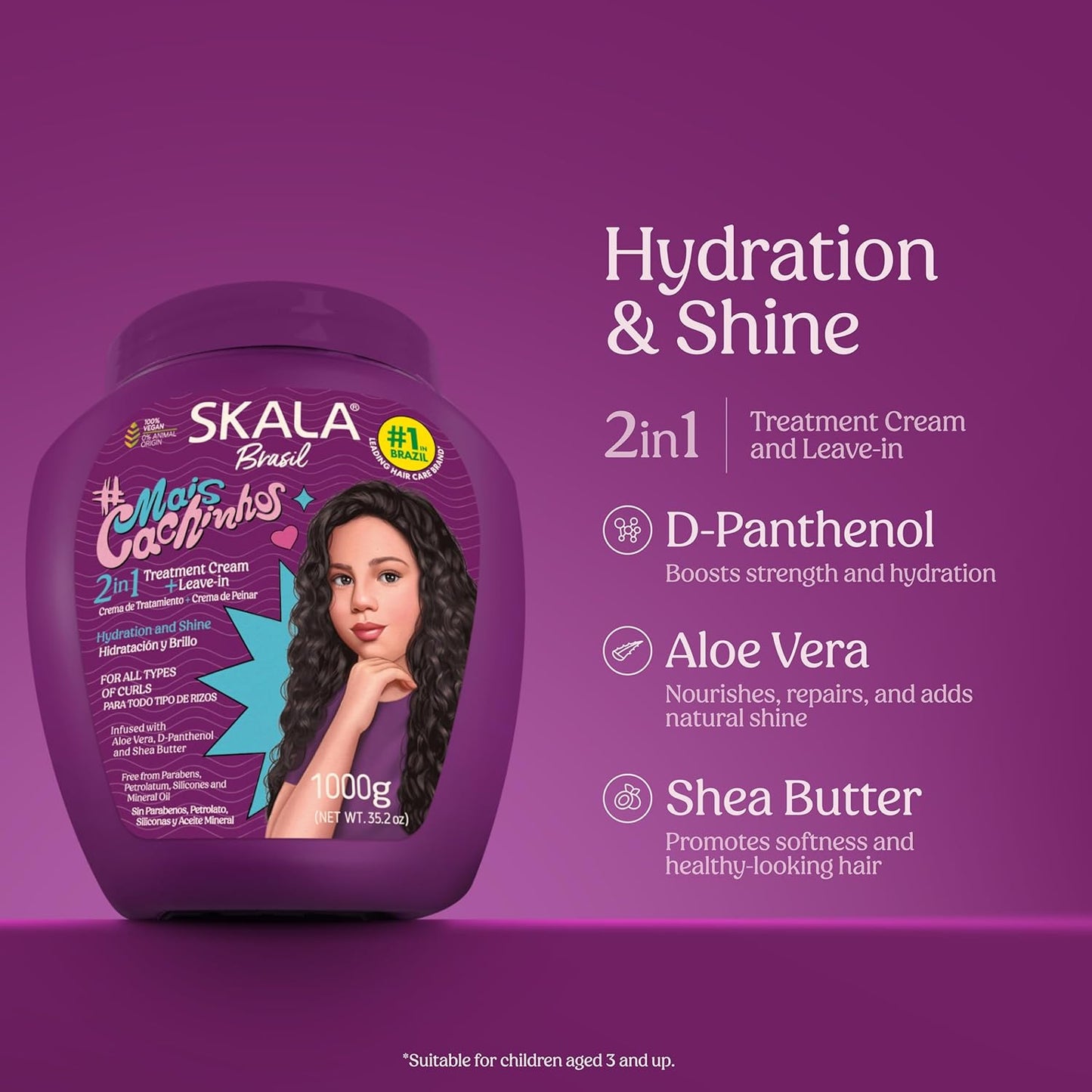 Curly Hair Treatment Cream & Leave-In Conditioner - Vegan Aloe Vera & Shea Butter, Deep Hydration, 1000g