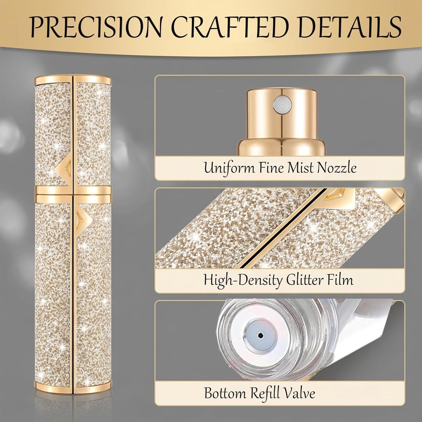 Refillable Travel Perfume Bottle - 5ml Leak-Proof TSA Atomizer | Perfect Valentine's Day Gift