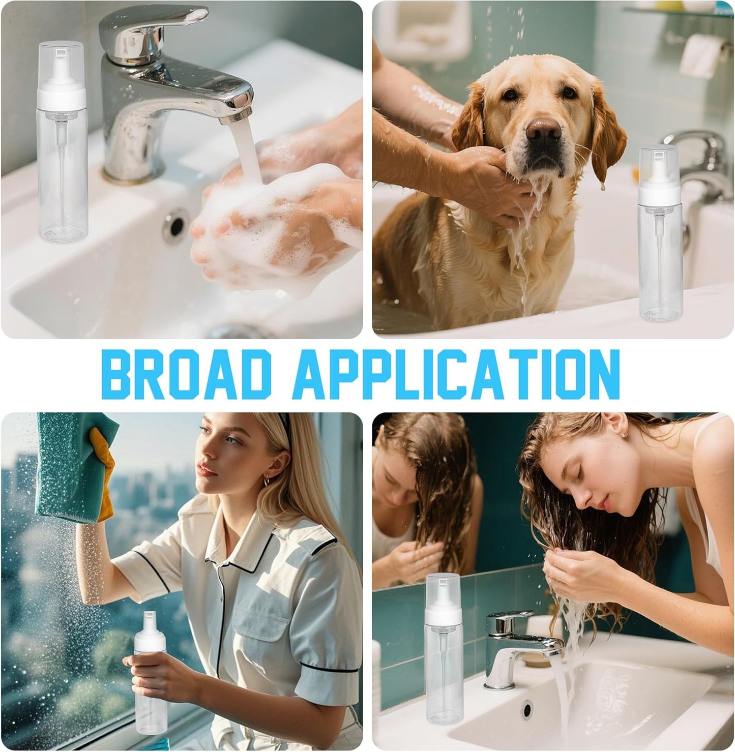 Foam Pump Bottle Set - 2PCS Travel Size Dispenser for Hand Soap, Body Wash & Shampoo | 200ml/7oz