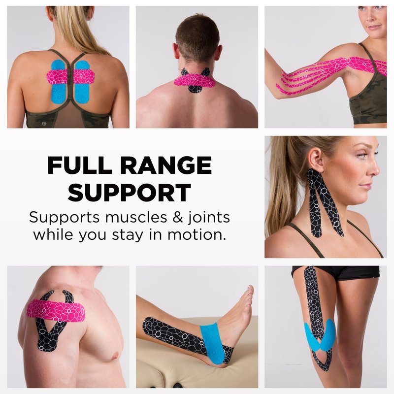 THERABAND Kinesiology Tape, Black/Gray, 2'' X 103.3 Foot Bulk Roll, with XactStretch Indicators, Long-Lasting Athletic Tape for Shoulder & Knee, Latex-Free Sports Tape, Water Resistant, Cut-to-Length