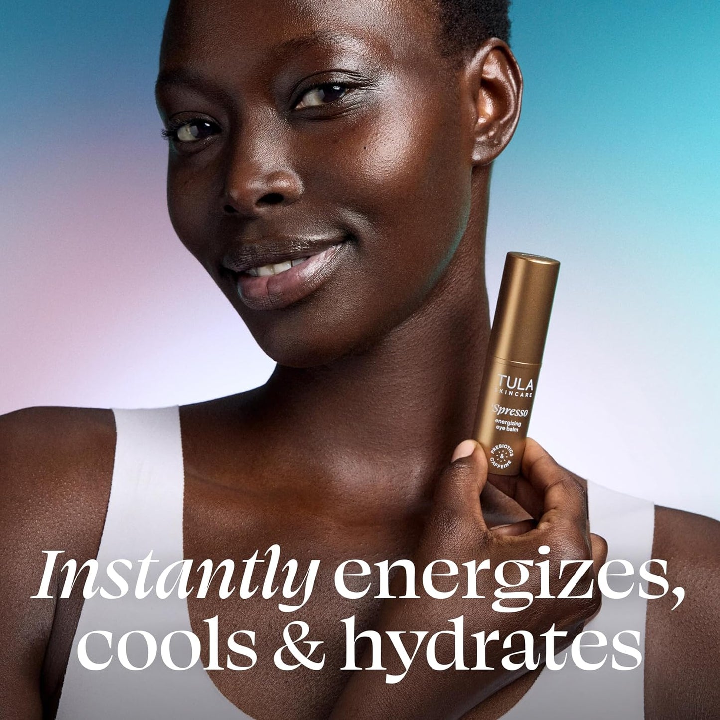 TULA Spresso Energizing Eye Balm - Caffeine Under Eye Treatment for Dark Circles | Portable 0.35 oz