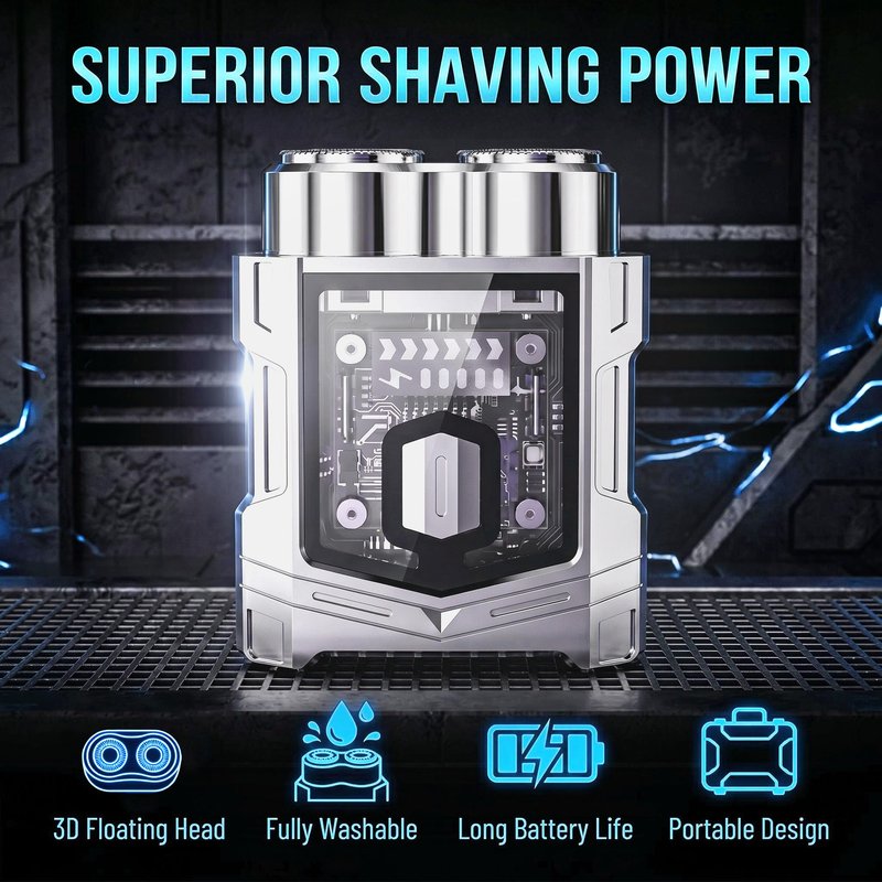 Royalstar Electric Shaver for Men, Wet and Dry Rotary Razor, IPX7 Waterproof USB-C Fast Rechargeable Shaving Razor Portable for Home Travel