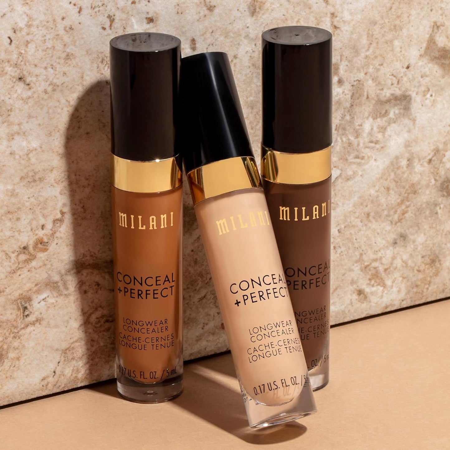 Milani Conceal + Perfect Longwear Concealer - Full Coverage with Hyaluronic Acid & Vitamin E | Medium Beige