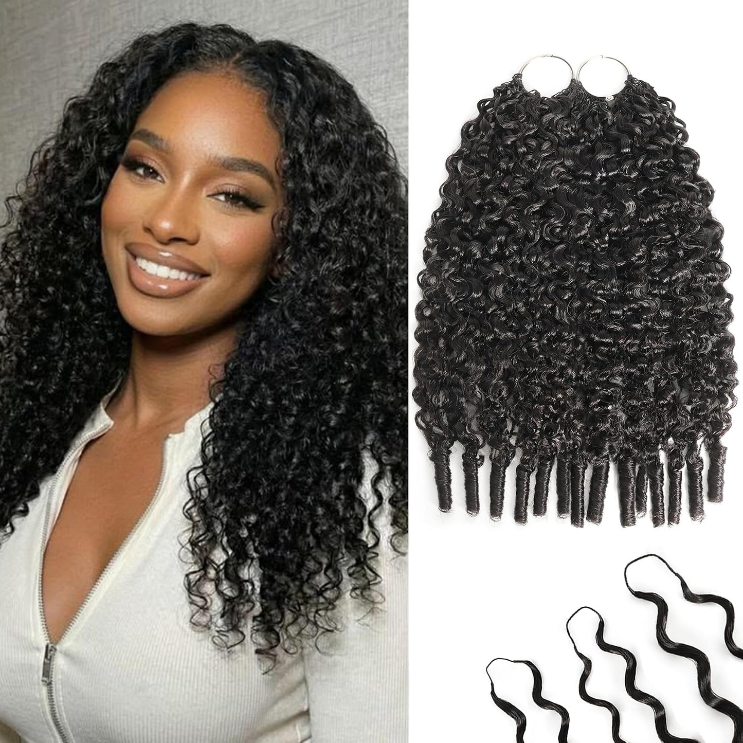 Human Crochet Hair for Black Women - 16 Inch Burmese Curly Bundles | 180g Pre-Separated Extensions
