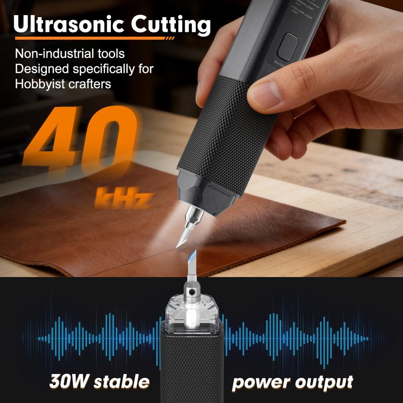 Ultrasonic Cutter, 40kHz High Precision Ultrasonic Cutting Knife, 30W Corded Ultrasonic Knife for Better Cooling, Effortless Support Removal Tool for 3D Printing, Resin, PCB, Leather, Hobby DIY Craft