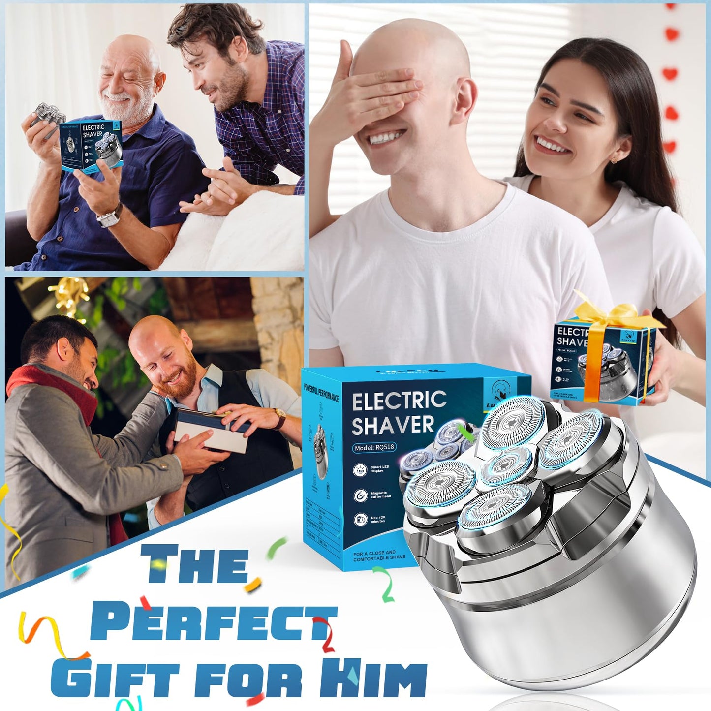 Luctry Head Shavers for Bald Men, Magnetic Electric Razor Hair Trimmer for Men Cordless Rechargeable Electric Shavers for Men 100% Waterproof Dry & Wet Beard Grooming Kit with Led Display