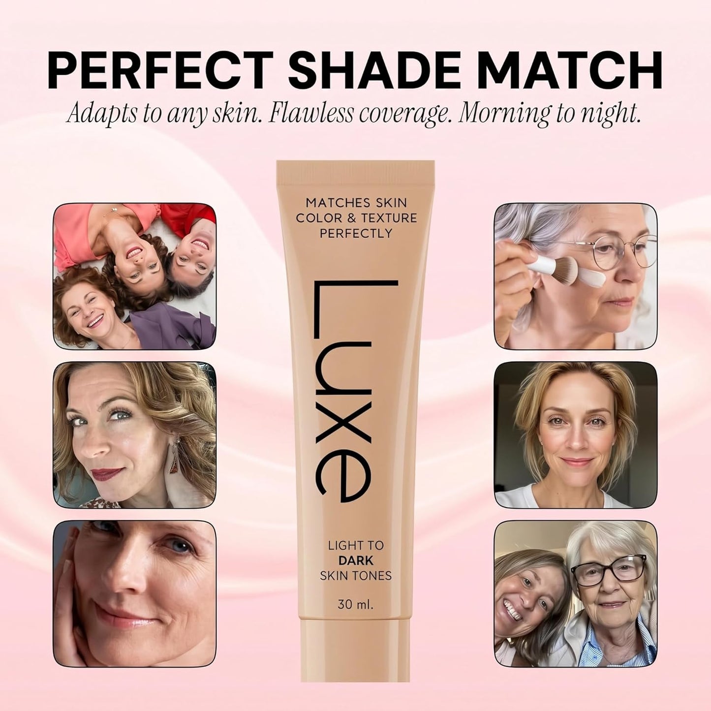 Luxe Changing Foundation for Light to Medium Skin Tone - Smooth Buildable Coverage | Essential Brush Set Included