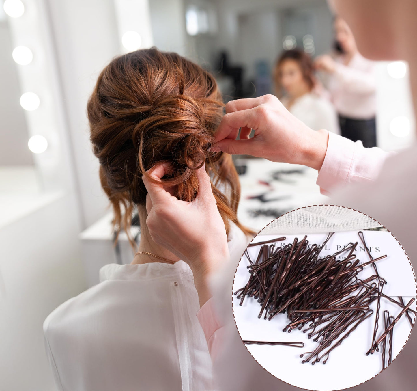 BechKCpro 100 Pcs Brown Bobby Pins for Women, 2.2" Non-Slip Wavy Hair Pins - Premium Enamel Coating, Rustproof Hair Clips with Ball Tips & Storage Box, Hair Accessories for Styling/Wedding