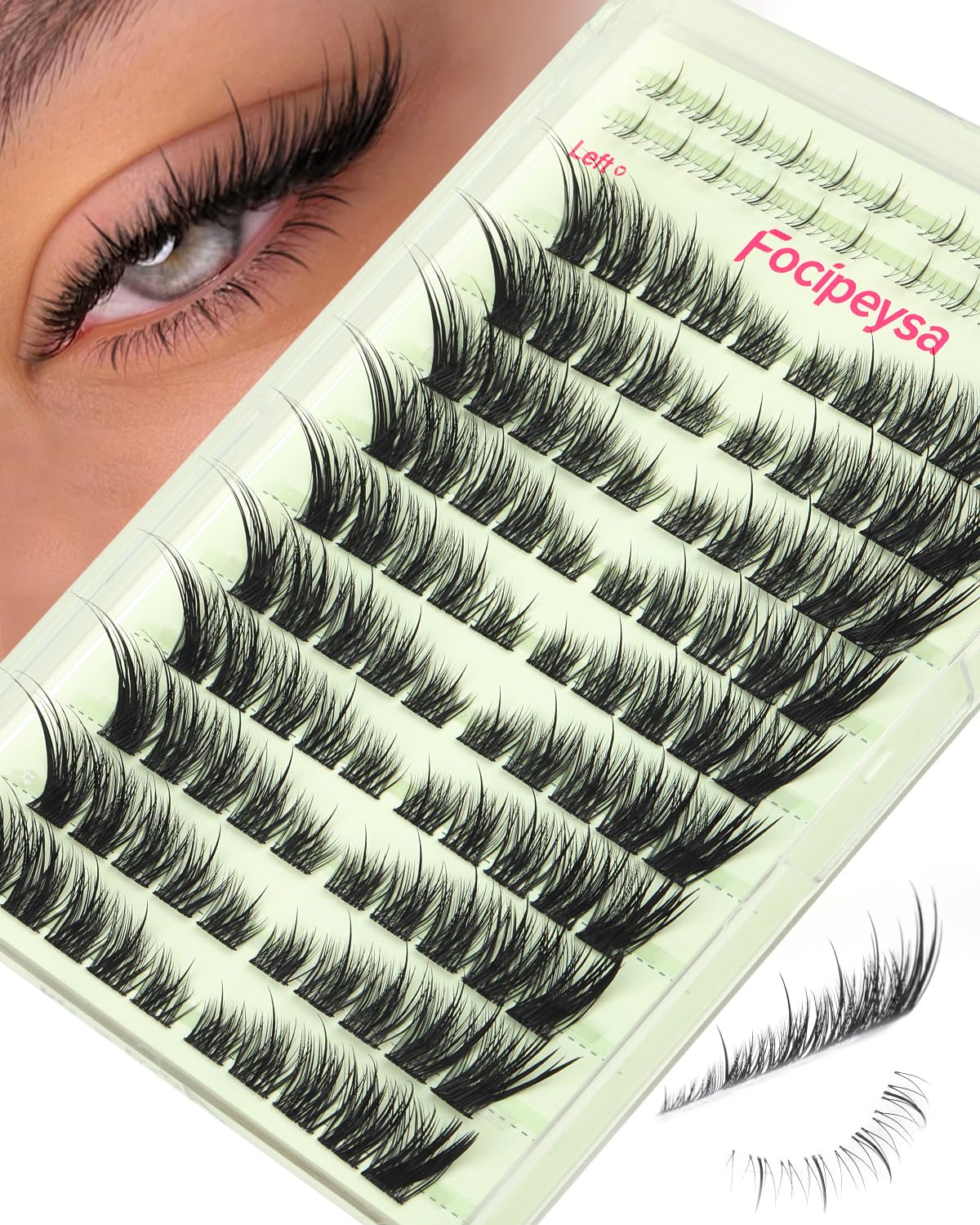 Fox Eye Lash Clusters - Wispy Cluster Eyelashes Kit with 10-18mm Lengths | DIY Extensions, Bond & Tweezers Included