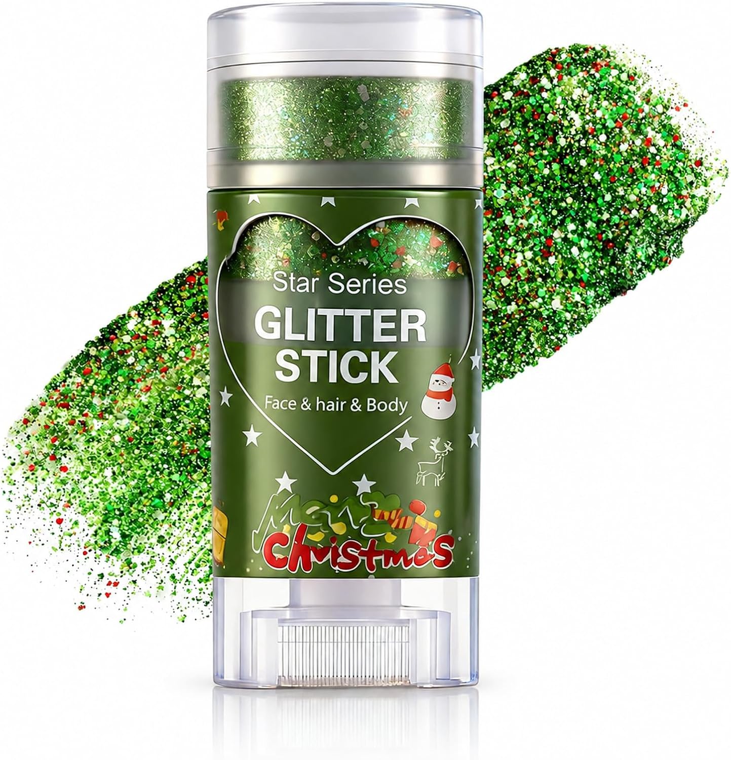 Brazil Face Glitter Stick - Green & Red Sweatproof Body Glitter for World Cup, Saint Patrick’s Day | Party Accessory