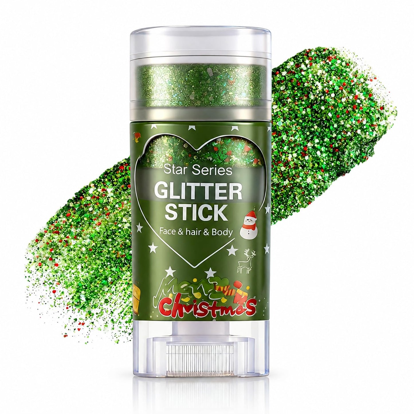 Green and Red Brazil Face Glitter Stick for World Cup Fans, Saint Patrick’s Day Sweatproof Face Body Glitter Stick for Football, Rugby, Softball, Baseball, Lacrosse, Party Accessories