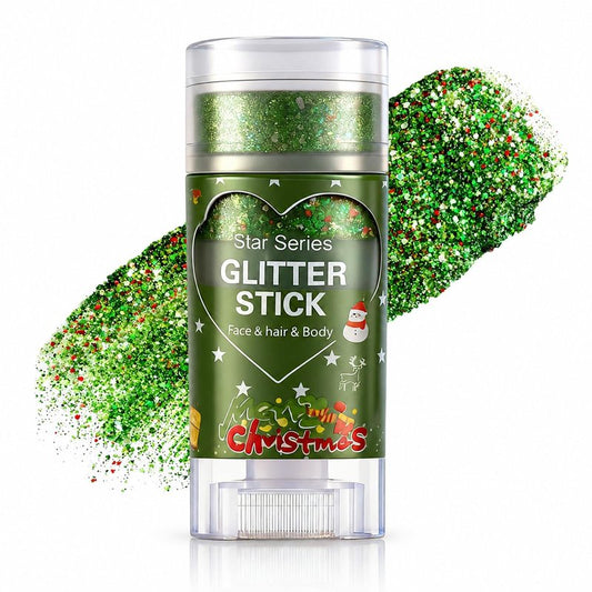 Green and Red Brazil Face Glitter Stick for World Cup Fans, Saint Patrick’s Day Sweatproof Face Body Glitter Stick for Football, Rugby, Softball, Baseball, Lacrosse, Party Accessories