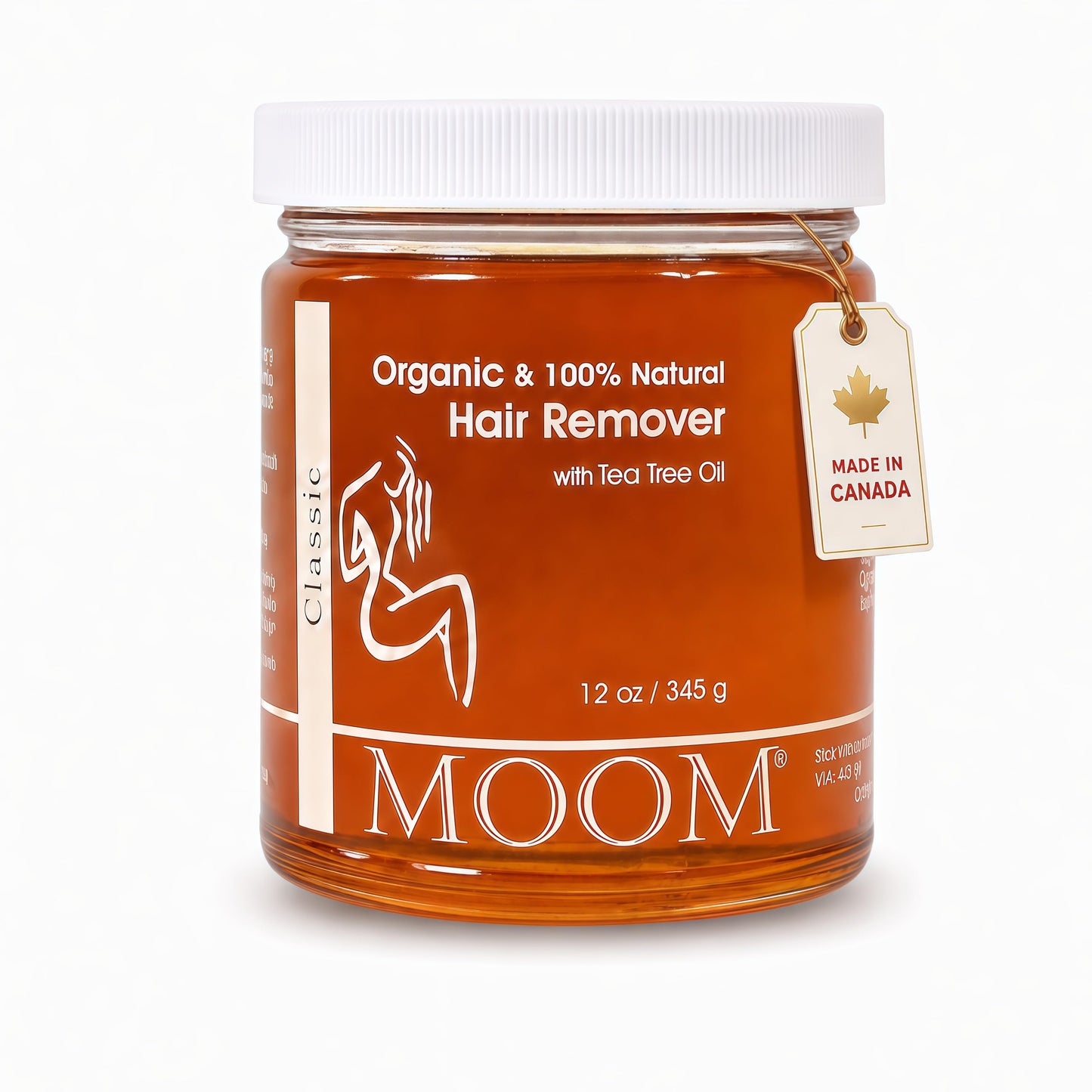 MOOM USDA Organic Sugar Wax Hair Removal for Women & Men - 12 oz Wax refill Jar, Sugaring Wax with Tea Tree Oil - Body, Leg & Facial wax - Soft Wax for Sensitive Skin (Strips & Sticks Not Included)