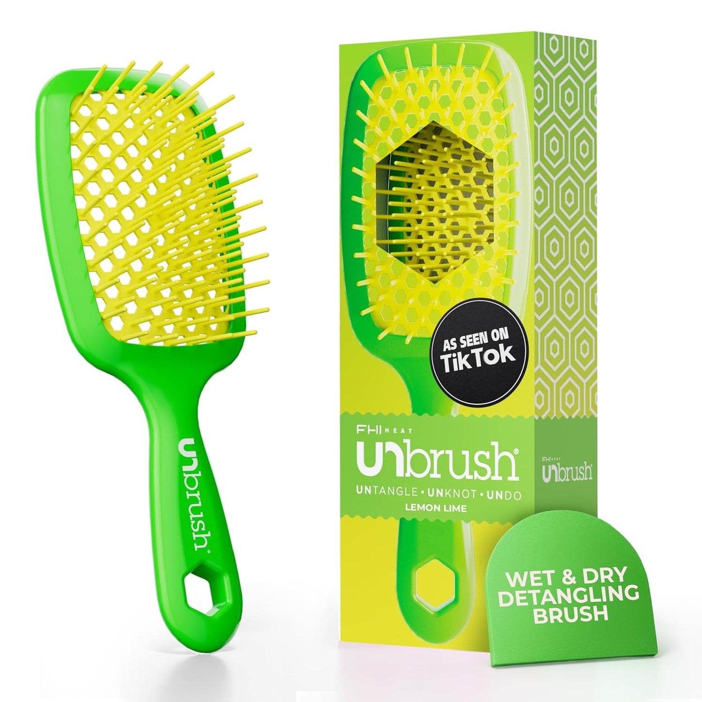 FHI Heat Detangling Brush - Pain-Free Brushing for All Hair Types | Durable DuoFlex Bristles, Lightweight Handle