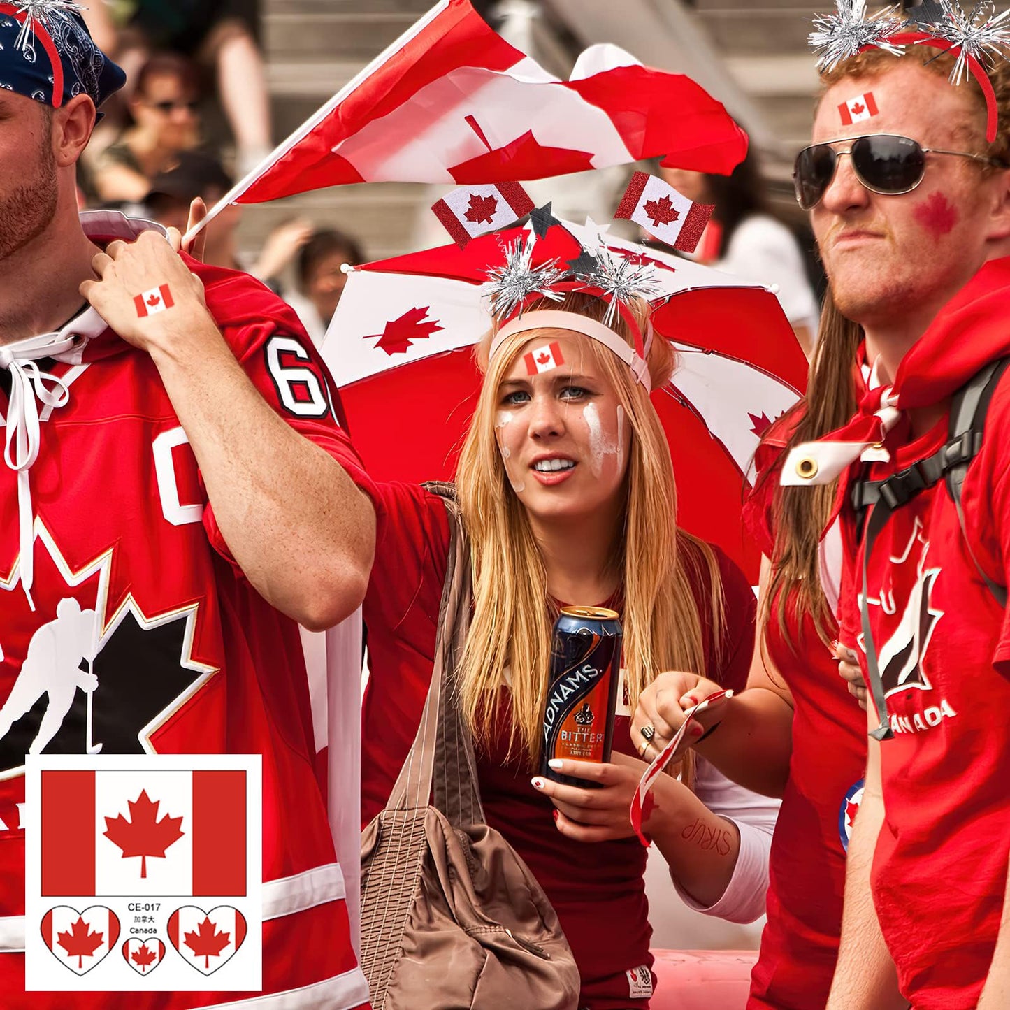 Canadian Flag Tattoos,40 Pcs Canada Flag World Cup|Sports Temporary Face Stickers, Waterproof Sweat Sports National Flag Tattoos For Men Teenages Women(Canada)