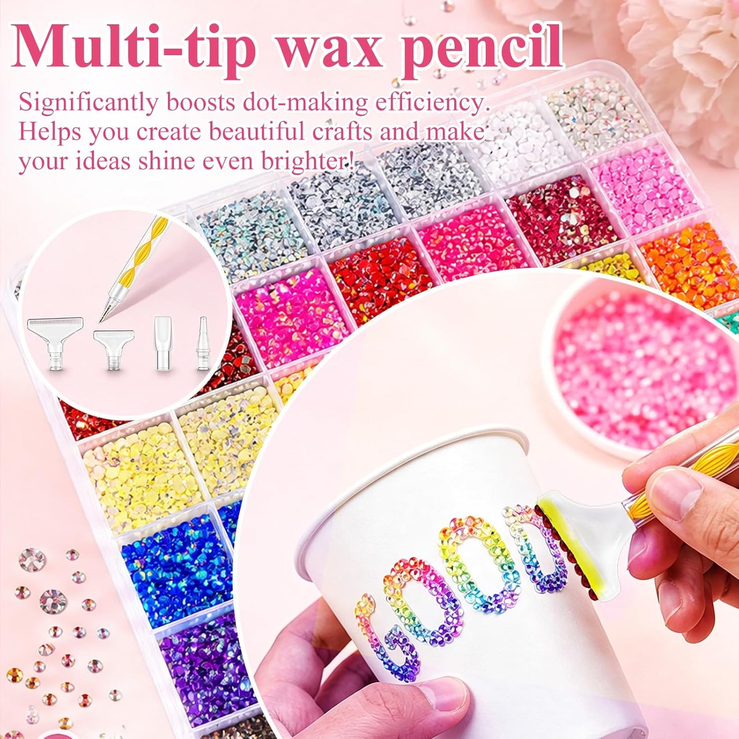 Resin Jelly Rhinestones - 40,000 Pcs Colorful Flatback Gems Kit for DIY Crafts | Includes B7000 Jewelry Glue & 3MM SS12 Size