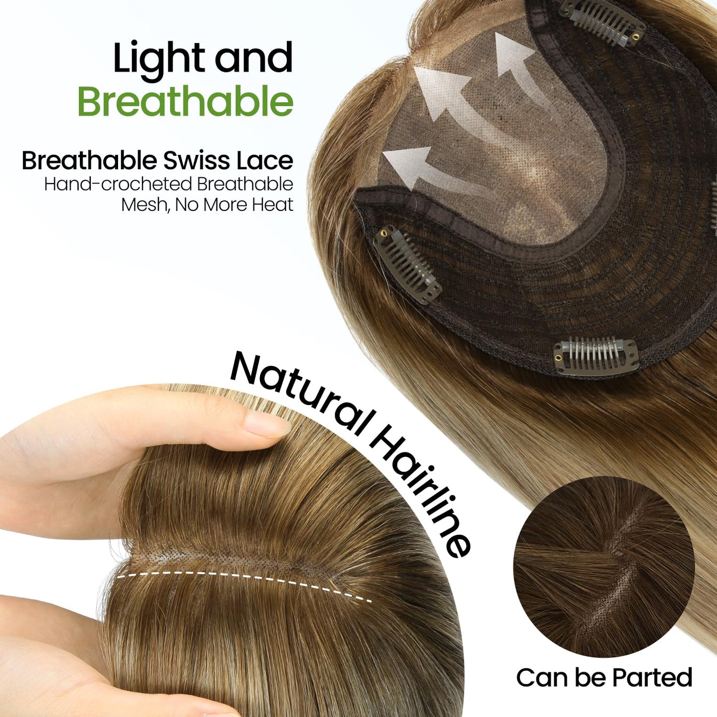 Real Human Hair Toppers for Women - Thinning Crown Solution | 6x7 Inch, 150 Density, 14 Inch Platinum Blonde