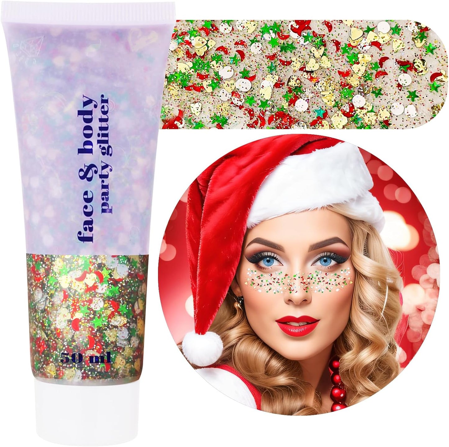 Red White Blue Face Glitter Gel - Patriotic Hair & Body Glitter for Kids & Adults | 4th of July Celebration