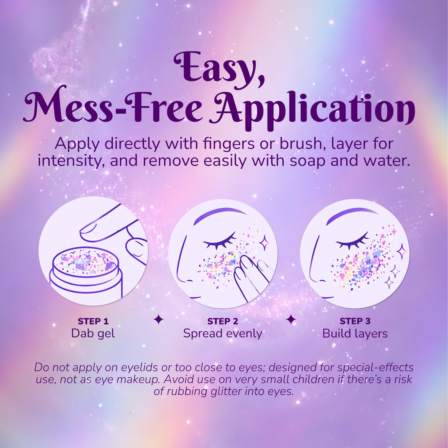 Art Factory Rainbow Pride Chunky Body Glitter Gel – Holographic Rainbow Cosmetic Glitter for Face, Hair & Body – Pride Festival Rave Makeup, Long Wear Hair Glitter Paint, Party Accessories