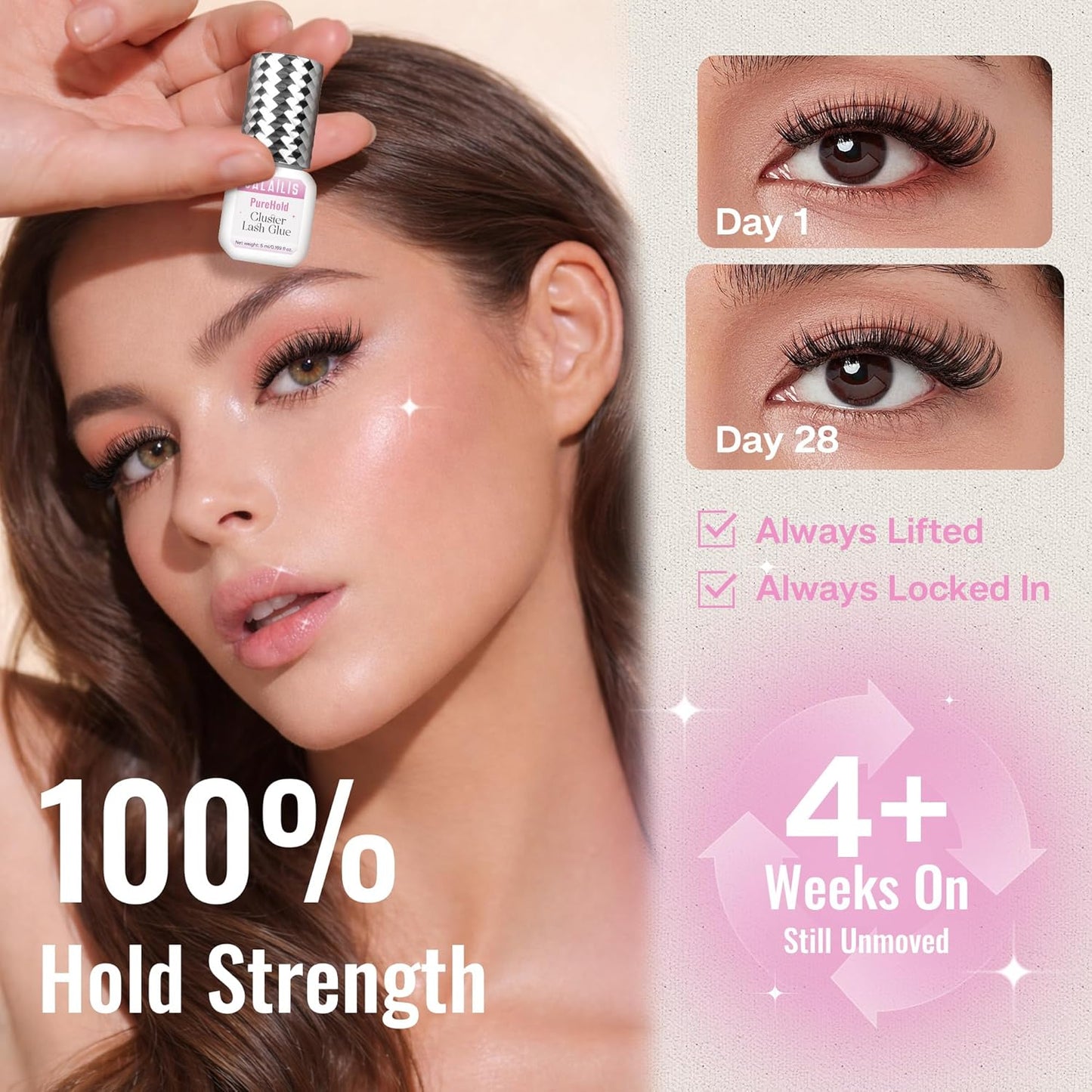 Lash Cluster Glue - Strong Hold Waterproof Adhesive for Eyelash Extensions | 5ml, Lasts 4+ Weeks