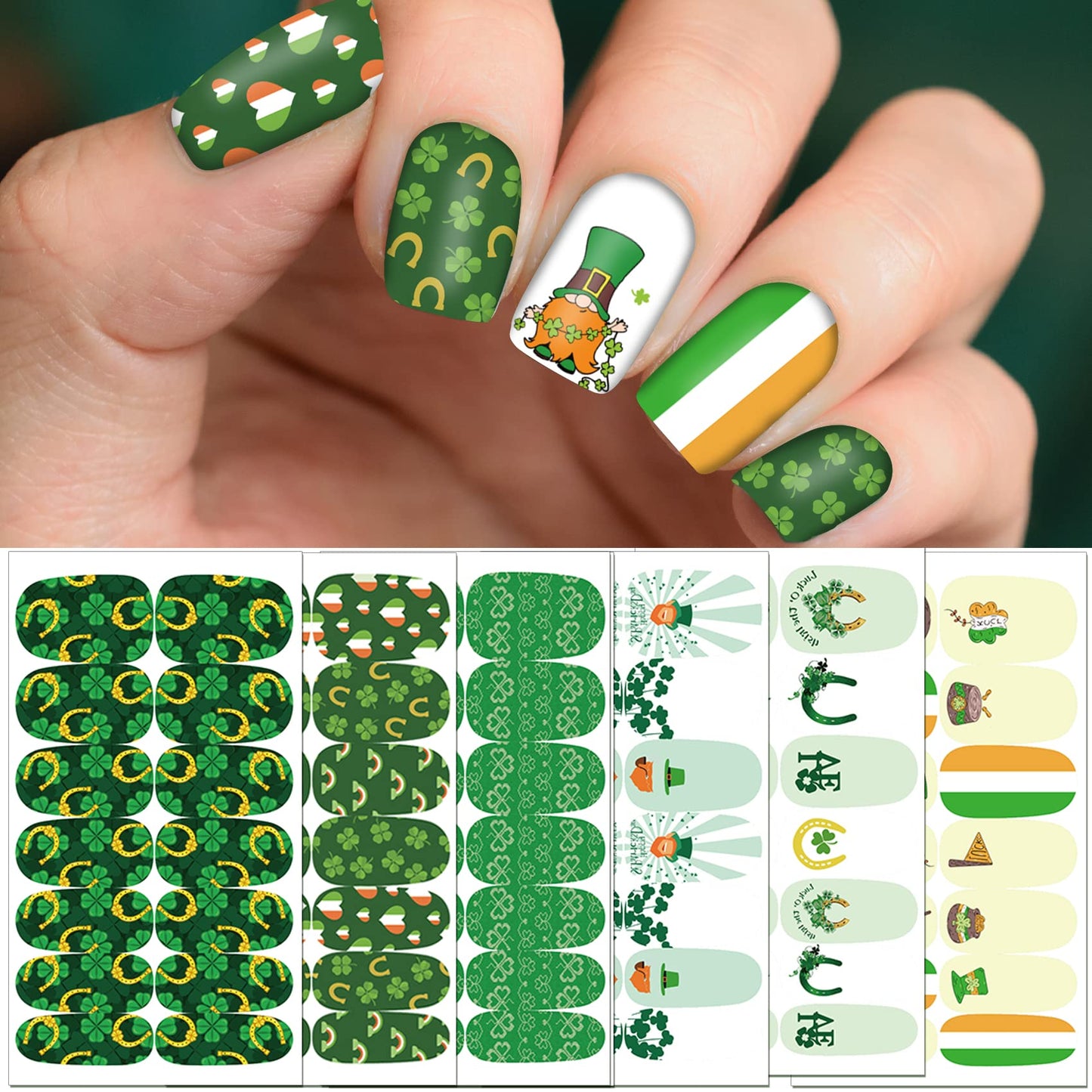 TailaiMei 12 Sheets Nail Wraps Stickers Nail Polish Strips Self-Adhesive Full Wraps 36