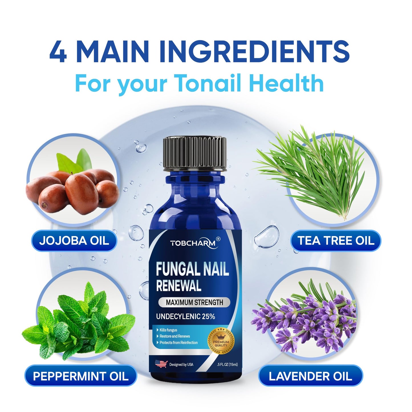 Toenail Fungus Treatment Extra Strength with 25% Undecylenic Acid & Tea Tree Oil - Antifungal Nail Treatment for Damaged Nails and Thick Toenails (2 Fl Oz)