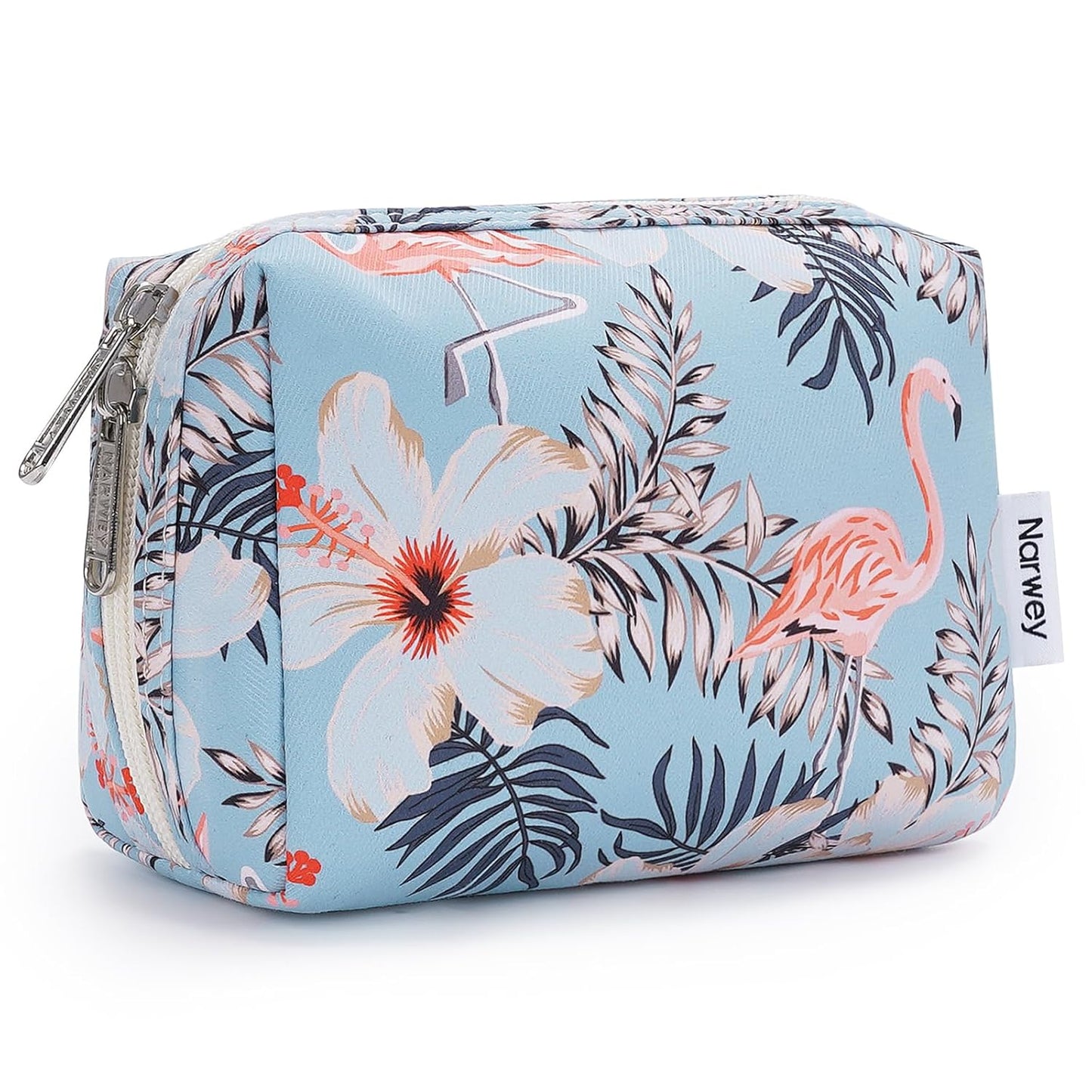 Checkered Makeup Bag - Travel Cosmetic Organizer with Compartments | Large Sky Blue Checkerboard