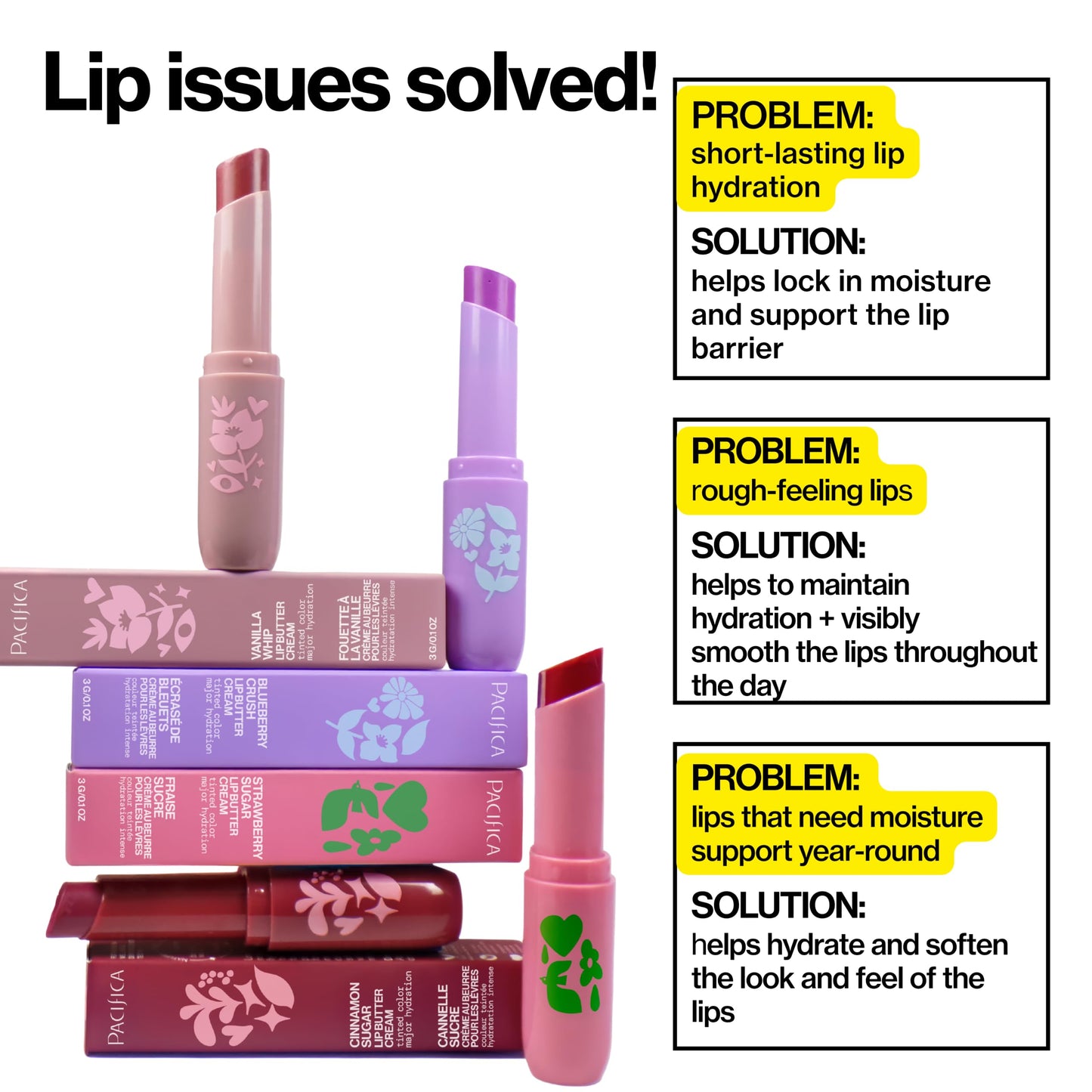 Pacifica Blueberry Crush Lip Buttercream, Tinted Lip Balm, Vegan and Cruelty Free, Rich Cushion Texture Melts Into Lips, Lasting Hydration and Soft Shine, Buildable Mineral Tint