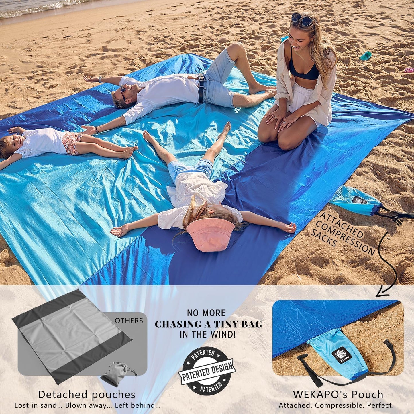 Beach Blanket - Sandproof Waterproof Extra Large Mat | Quick Drying for Vacation, Picnic & Camping
